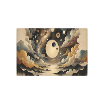 Metal Poster Art | "Joseon Dynasty - Inspired Celestial Body Artwork - Korean Style Moon, Stars, Sun and Galaxy Paintings in Asian Art Styles Category" - Metal Poster Art 30″ x 20″ (Horizontal) 0.12''