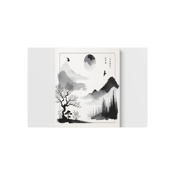 Metal Poster Art | "Traditional Sumi - e Japanese Ink Wash Art - Asian Art Styles Emphasizing Balance between Nature and Emptiness" - Metal Poster Art 30″ x 20″ (Horizontal) 0.12''