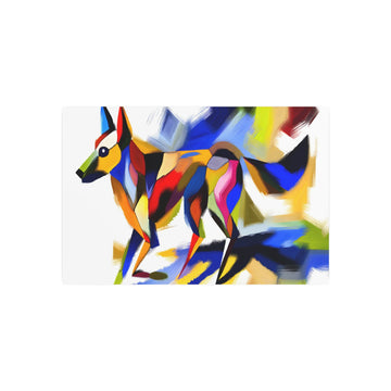 Metal Poster Art | "Abstract Expressionism Dog Art in Vibrant Colors - Modern & Contemporary Style with Energetic Brushstrokes" - Metal Poster Art 30″ x 20″ (Horizontal) 0.12''