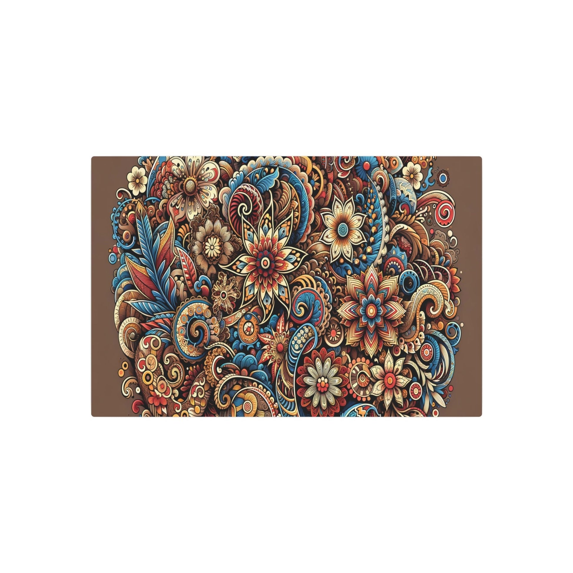 Metal Poster Art | "Indonesian Batik - Inspired Artwork: Vibrant, Detailed Image Featuring Traditional Flora and Fauna Patterns - Non - Western & - Metal Poster Art 30″ x 20″ (Horizontal) 0.12''