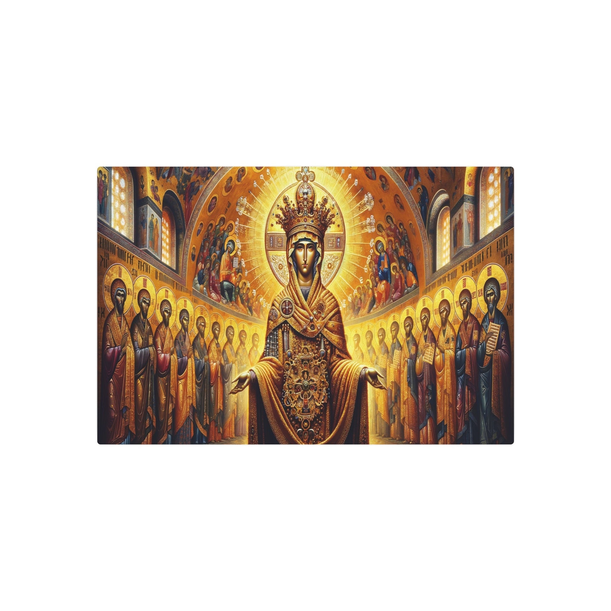 Metal Poster Art | "Byzantine Art Print: Intricate Symbolic Imagery with Gold Backgrounds and Delicate Details - Non - Western & Global Styles" - Metal Poster Art 30″ x 20″ (Horizontal) 0.12''