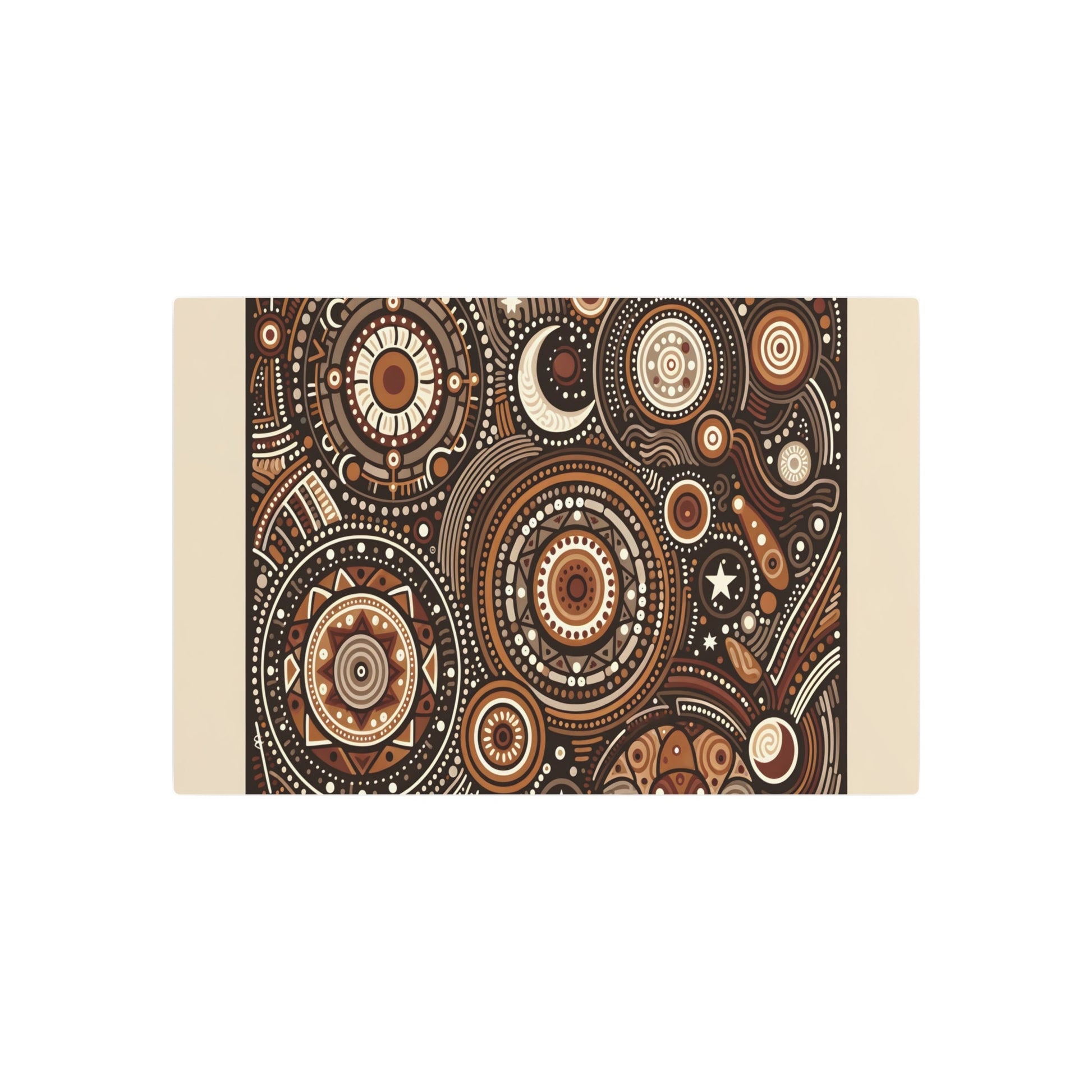 Metal Poster Art | "Aboriginal Australian Art Inspired Celestial Bodies - Planets, Stars, and Moon Themed Artwork in Non - Western & Global Styles Category" - Metal Poster Art 30″ x 20″ (Horizontal) 0.12''