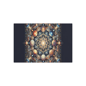 Metal Poster Art | "Celestial Bodies Inspired Islamic Geometric Patterns Artwork - Stars, Planets & Galaxies Theme in Non - Western & Global Styles Category" - Metal Poster Art 30″ x 20″ (Horizontal) 0.12''