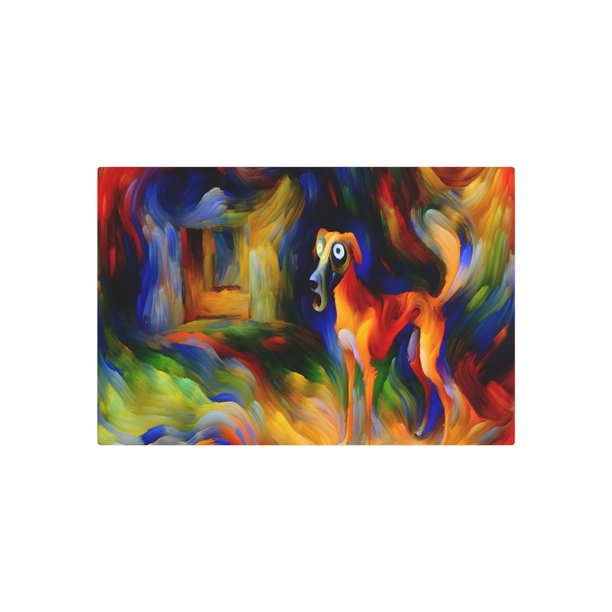 Metal Poster Art | "Expressionist Style Vivid and Emotional Dog Scene - Western Art Styles Expressionism Collection" - Metal Poster Art 30″ x 20″ (Horizontal) 0.12''