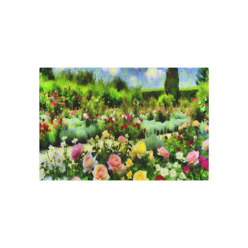Metal Poster Art | "Impressionism Western Art Styles - Vibrant Floral Garden Scene, Beautiful Impressionist Flower Painting" - Metal Poster Art 30″ x 20″ (Horizontal) 0.12''