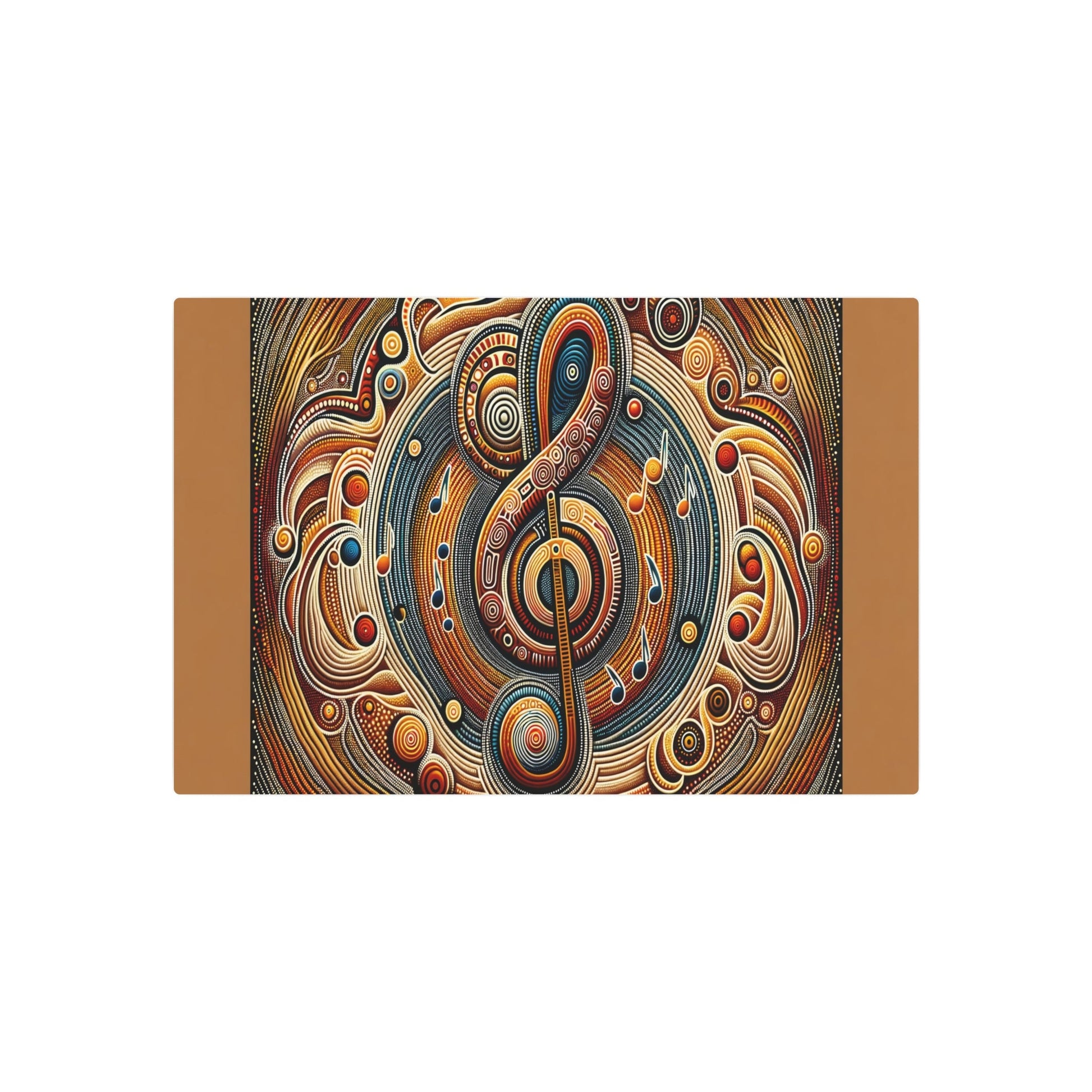 Metal Poster Art | "Australian Aboriginal Art Style Music & Art Elements Image - Non - Western Global Styles in Aboriginal Art (Australian)" - Metal Poster Art 30″ x 20″ (Horizontal) 0.12''