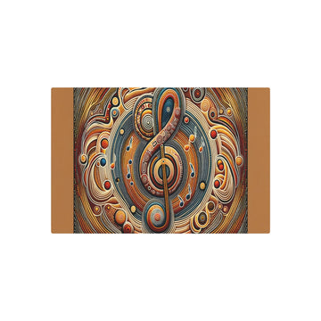 Metal Poster Art | "Australian Aboriginal Art Style Music & Art Elements Image - Non - Western Global Styles in Aboriginal Art (Australian)" - Metal Poster Art 30″ x 20″ (Horizontal) 0.12''