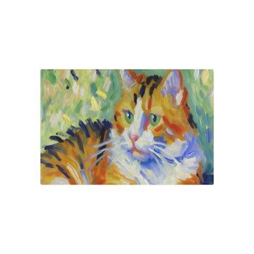 Metal Poster Art | "Vibrant Post-Impressionist Cat Painting - Expressive Colors & Visible Brushwork in Western Art Styles Collection" - Metal Poster Art 30″ x 20″ (Horizontal) 0.12''