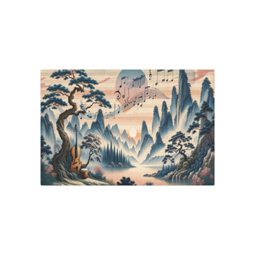 Metal Poster Art | "Symphony of Tranquility: Traditional Chinese Landscape Painting Inspired by Music and Art in Soothing Colors - Asian Art Styles, Chinese Landscape Sub - Metal Poster Art 30″ x 20″ (Horizontal) 0.12''