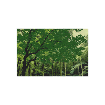 Metal Poster Art | "Chinese Silk Painting-Style Art: Serene Forest with Luscious Trees - DALLE-3 Render in Asian Art Styles Category" - Metal Poster Art 30″ x 20″ (Horizontal) 0.12''