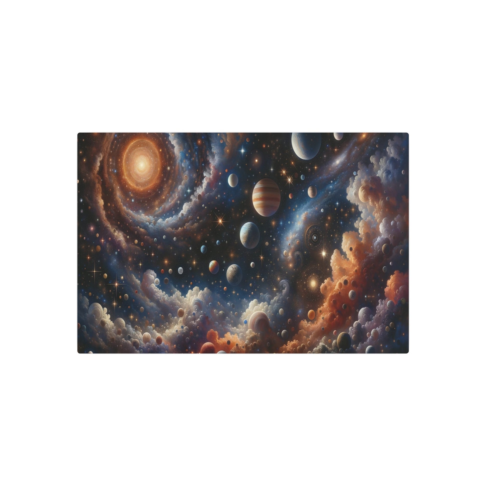 Metal Poster Art | "Renaissance - Style Western Artwork Featuring Celestial Bodies: Planets, Stars, and Moons" - Metal Poster Art 30″ x 20″ (Horizontal) 0.12''