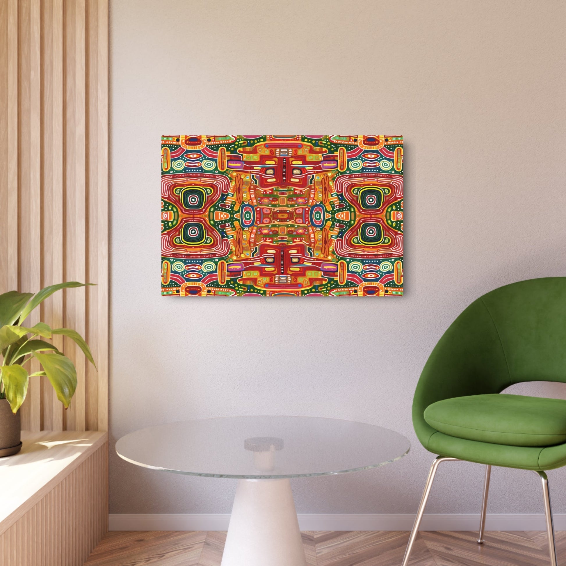 Metal Poster Art | "Vibrant Australian Aboriginal Art Print – Dalle-3's Intricate Storytelling Patterns and Symbols in Non-Western & Global Styles Category - Metal Poster Art 36″ x 24″ (Horizontal) 0.12''