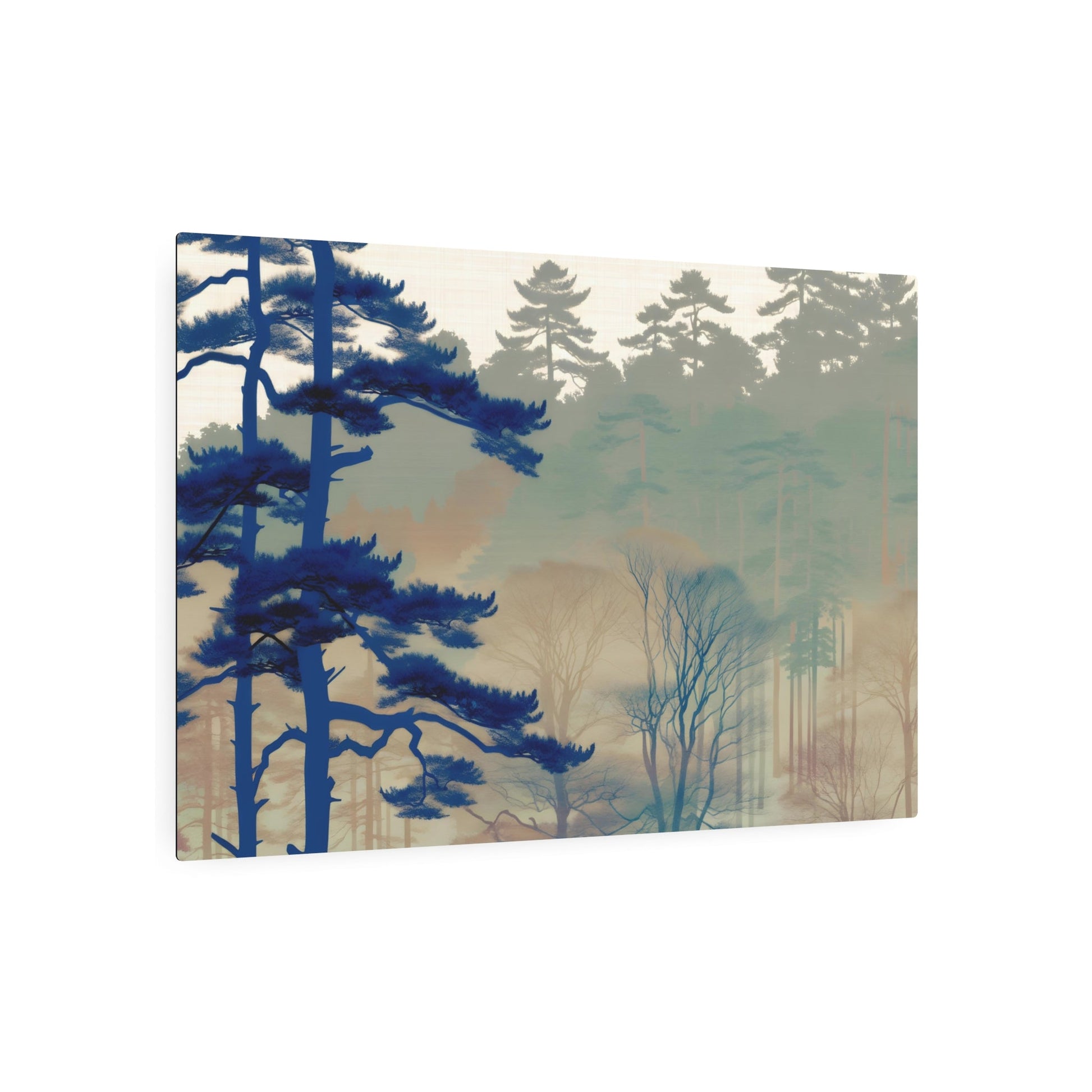 Metal Poster Art | "Kano School Inspired Minimalistic Asian Art - Serene Japanese Forest and Tree Image" - Metal Poster Art 36″ x 24″ (Horizontal) 0.12''