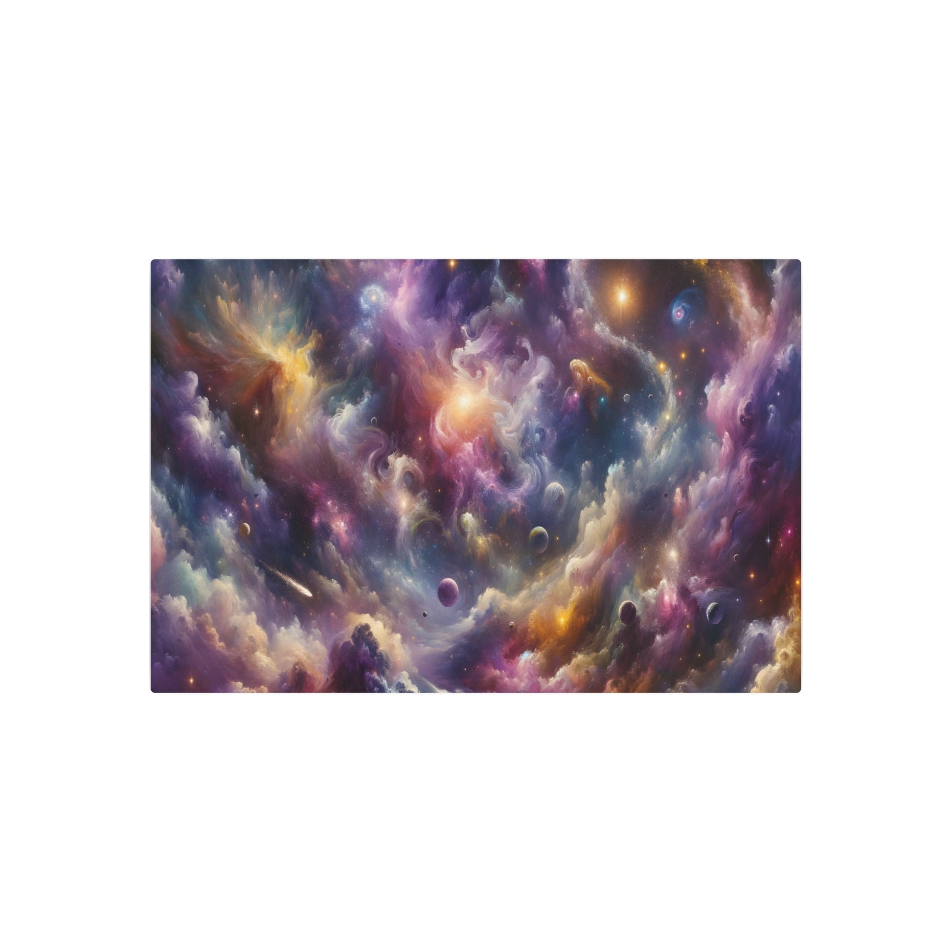 Metal Poster Art | "Modern Abstract Expressionist Art - Cosmic Dance of Vibrant Galaxies & Nebulas in Space - Contemporary Wall Decor" - Metal Poster Art 36″ x 24″ (Horizontal) 0.12''