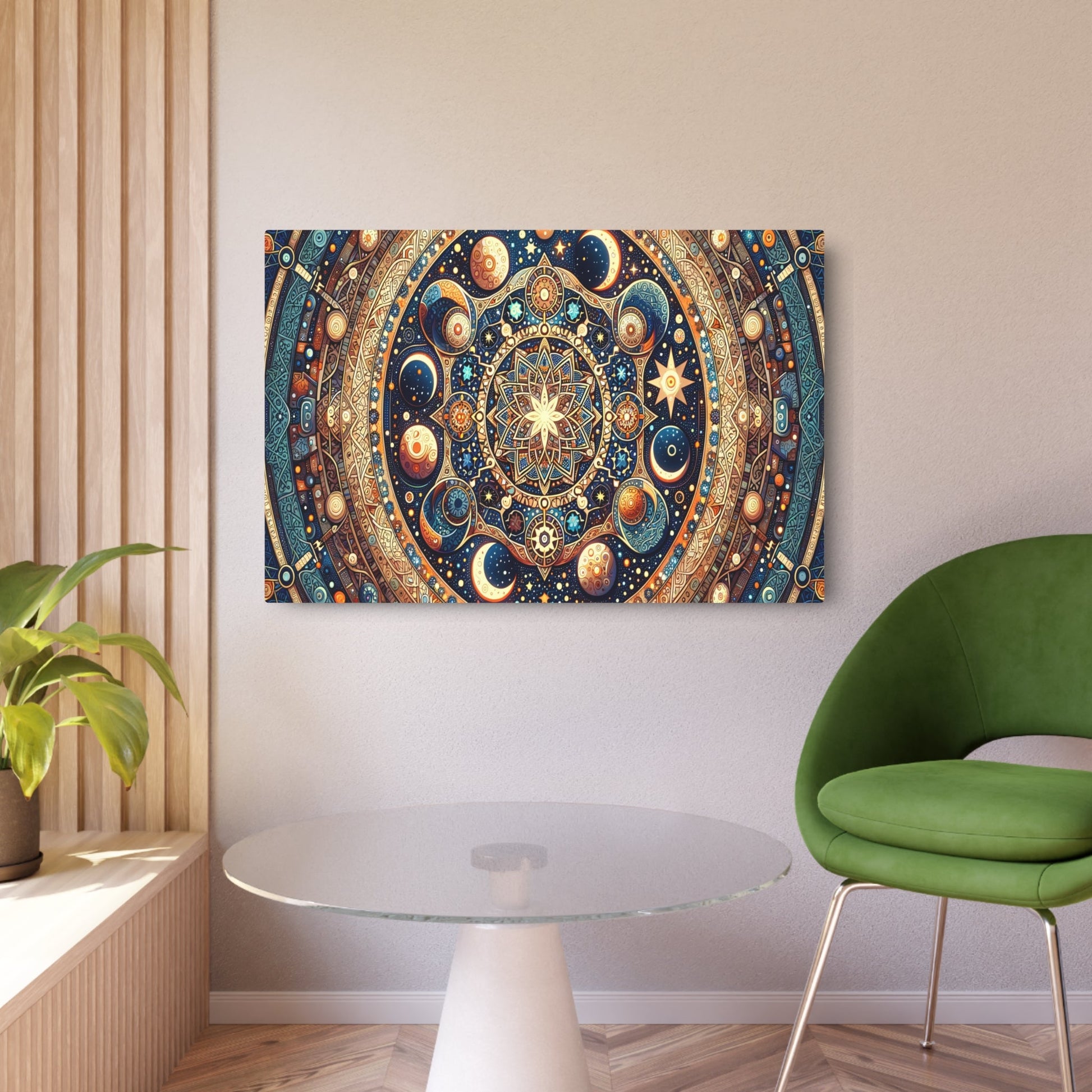 Metal Poster Art | "Islamic Geometric Patterns Art: Celestial Body Themed Stars, Moons, Planets and Galaxies - Non - Western & Global Styles - Metal Poster Art 36″ x 24″ (Horizontal) 0.12''