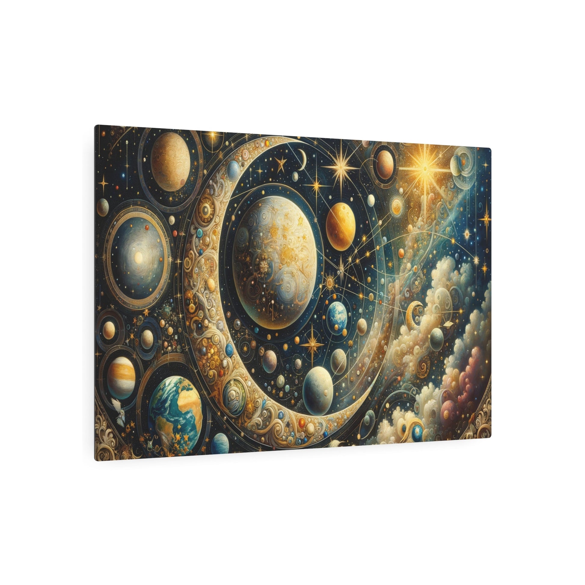 Metal Poster Art | "Renaissance Western Art - Celestial Bodies, Stars, Moon, Planets & Constellations in Classic Artwork Style" - Metal Poster Art 36″ x 24″ (Horizontal) 0.12''