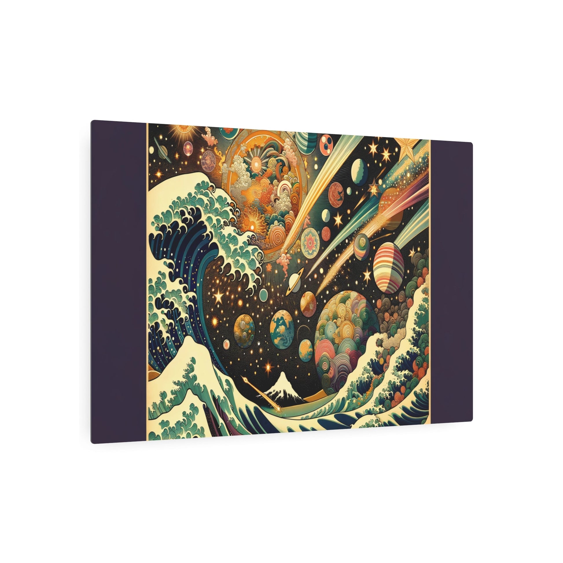 Metal Poster Art | "Ukiyo - e Japanese Art Style Celestial Bodies Collection - Traditional Asian Art Styles featuring Stars, Moons, Planets, and Comets" - Metal Poster Art 36″ x 24″ (Horizontal) 0.12''