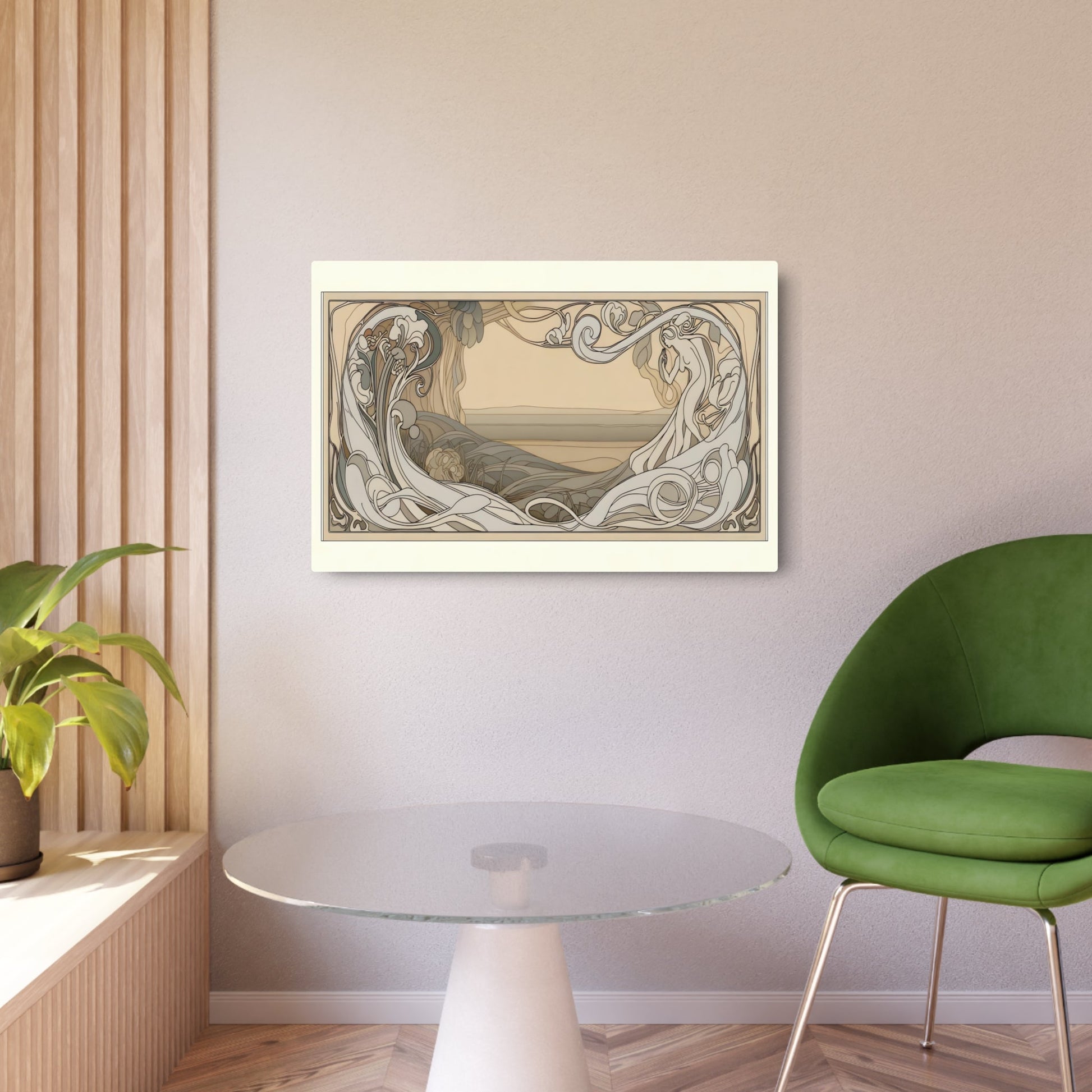 Metal Poster Art | "Art Nouveau Western Art Style: Expressive and Intricate Image with Elegant Organic Forms and Stylized Botanical Shapes" - Metal Poster Art 36″ x 24″ (Horizontal) 0.12''