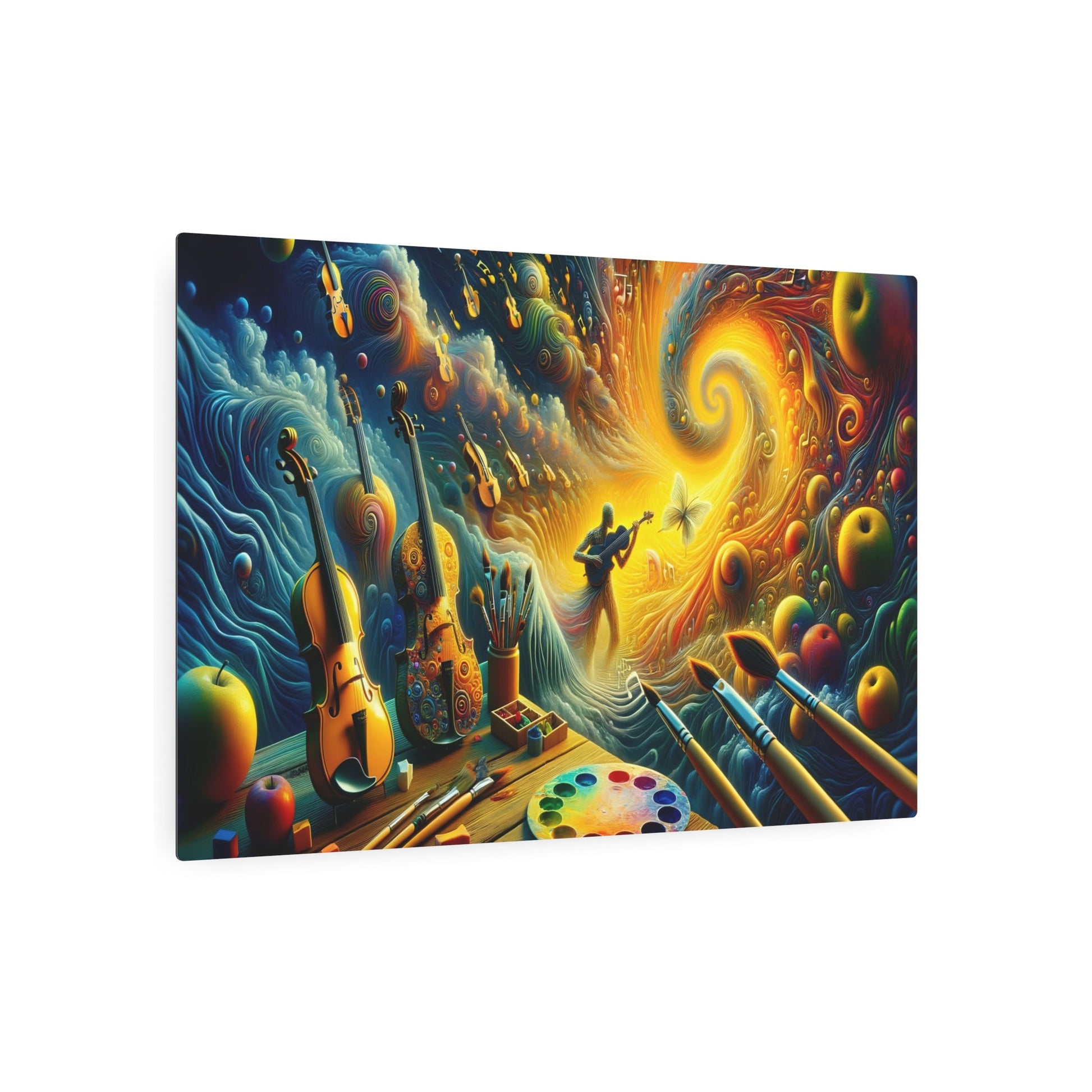 Metal Poster Art | "Harmonious Fusion of Music and Art: Dali - Inspired Surrealistic Canvas Print - Modern Contemporary Surrealism Art Piece" - Metal Poster Art 36″ x 24″ (Horizontal) 0.12''