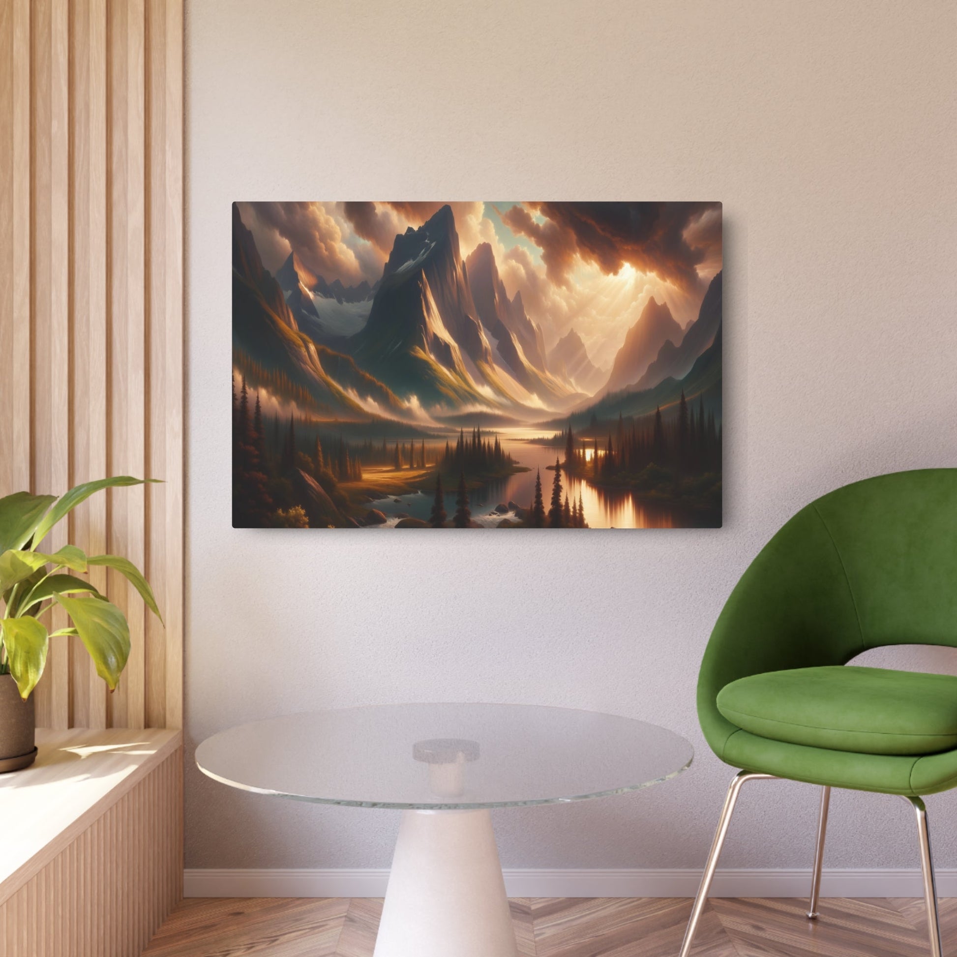 Metal Poster Art | "Romanticism Art Inspired Scenic Landscape - Emotive Western Art Style Showcasing Nature's Power, Dramatic Light & Color Contrasts" - Metal Poster Art 36″ x 24″ (Horizontal) 0.12''