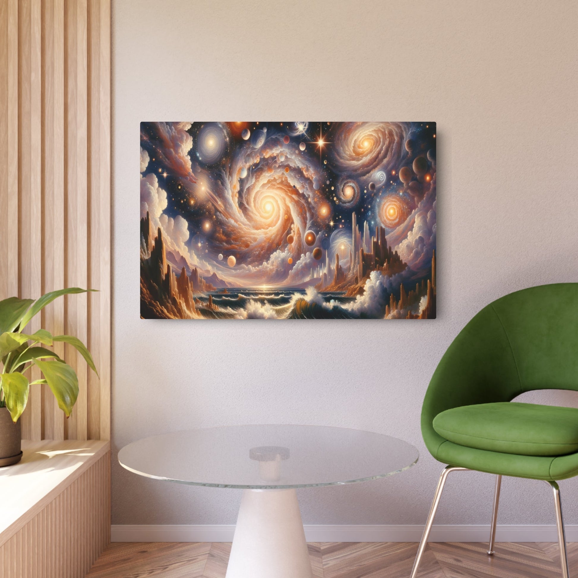 Metal Poster Art | "Romanticism Art Style Masterpiece: Celestial Grandeur - Dramatic Western Art Depicting the Sublime Power of Universe, Stars, - Metal Poster Art 36″ x 24″ (Horizontal) 0.12''