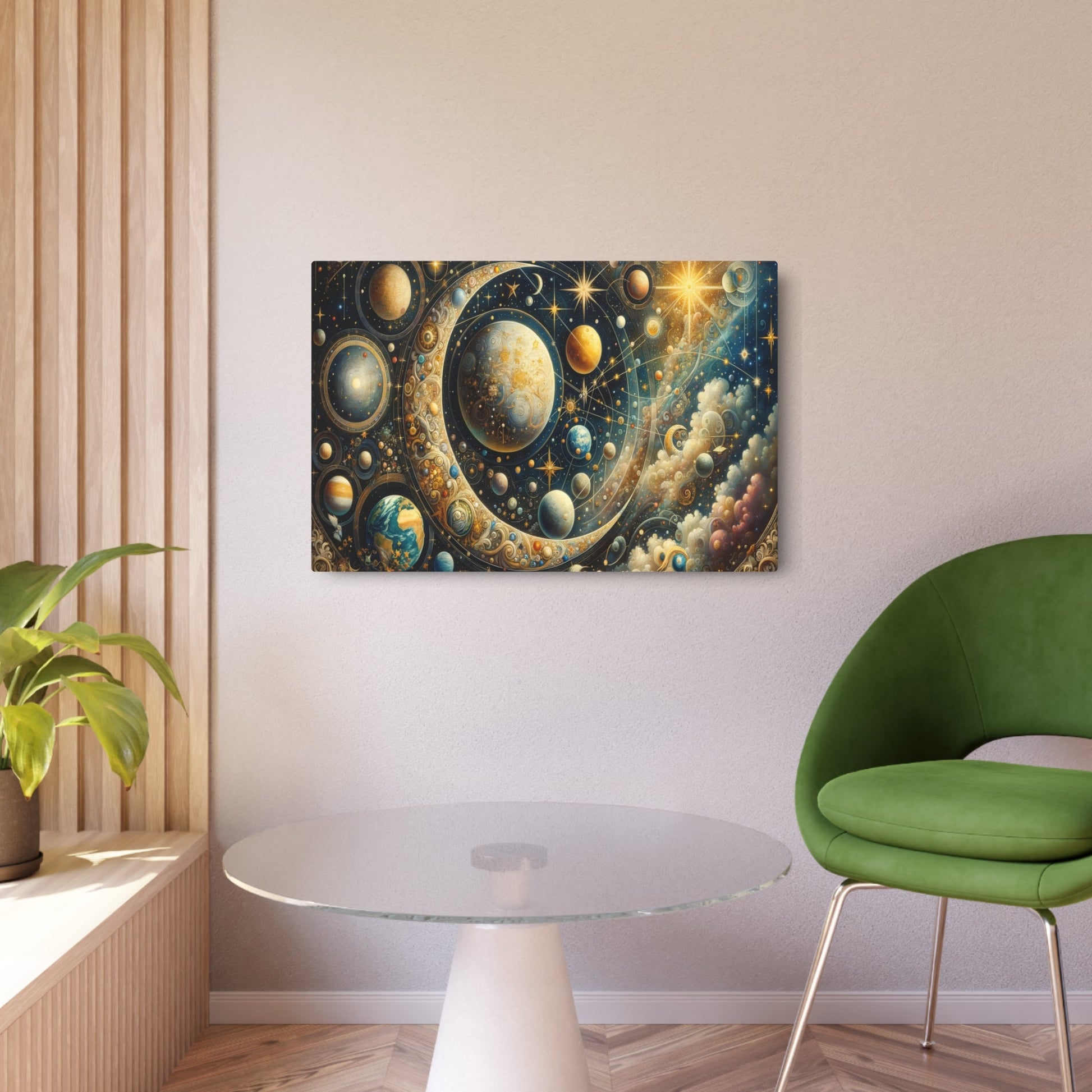 Metal Poster Art | "Renaissance Western Art - Celestial Bodies, Stars, Moon, Planets & Constellations in Classic Artwork Style" - Metal Poster Art 36″ x 24″ (Horizontal) 0.12''