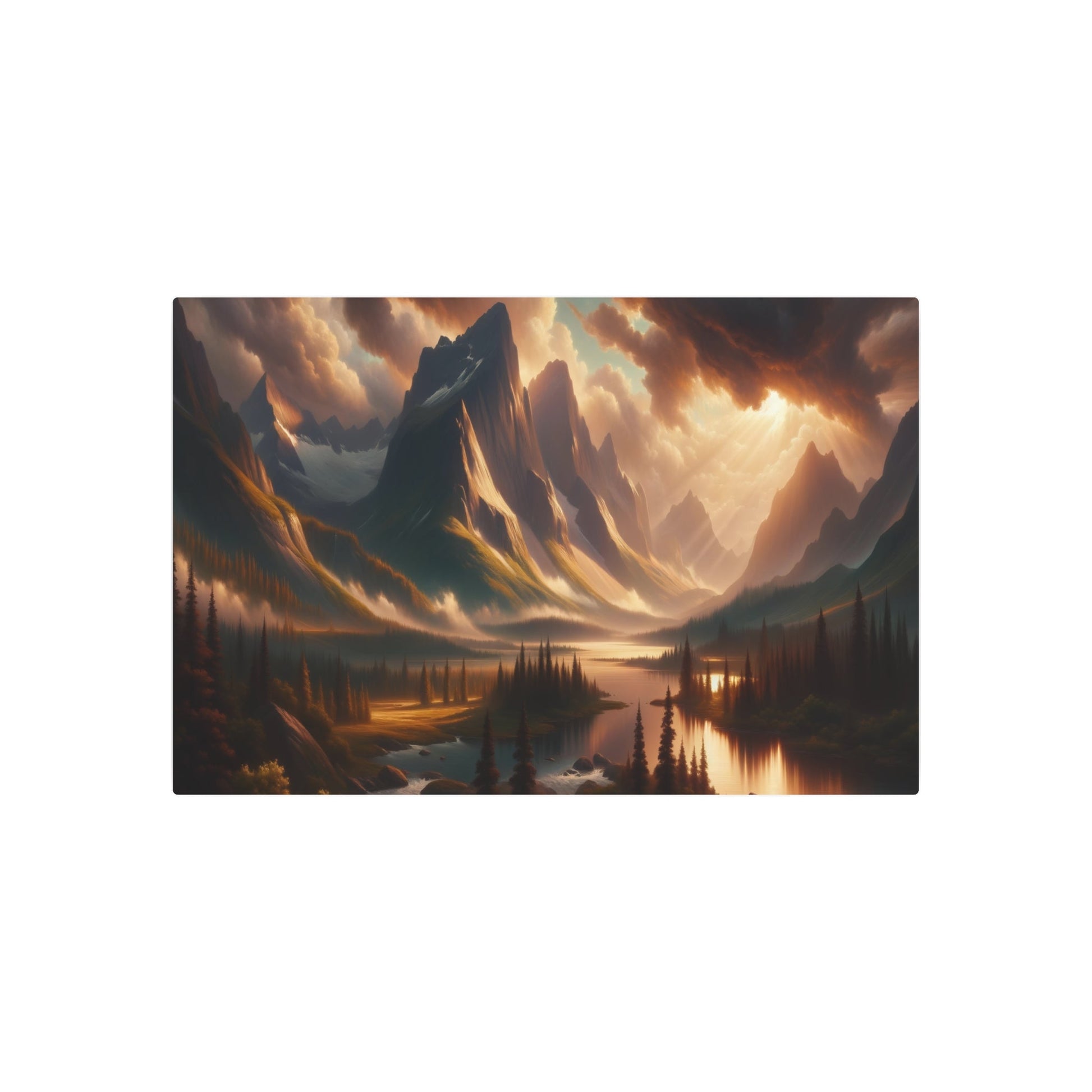 Metal Poster Art | "Romanticism Art Inspired Scenic Landscape - Emotive Western Art Style Showcasing Nature's Power, Dramatic Light & Color Contrasts" - Metal Poster Art 36″ x 24″ (Horizontal) 0.12''