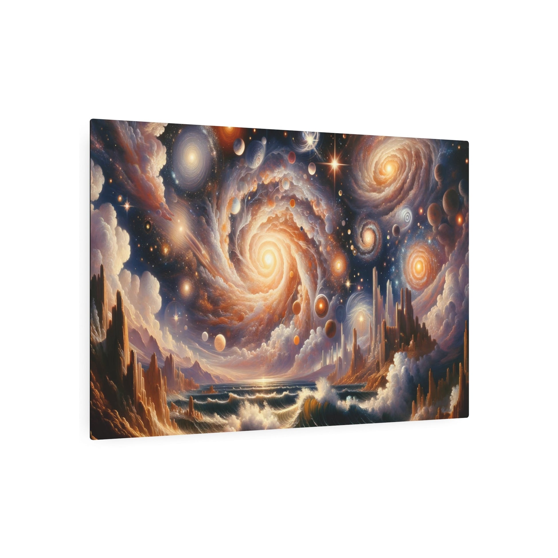 Metal Poster Art | "Romanticism Art Style Masterpiece: Celestial Grandeur - Dramatic Western Art Depicting the Sublime Power of Universe, Stars, - Metal Poster Art 36″ x 24″ (Horizontal) 0.12''