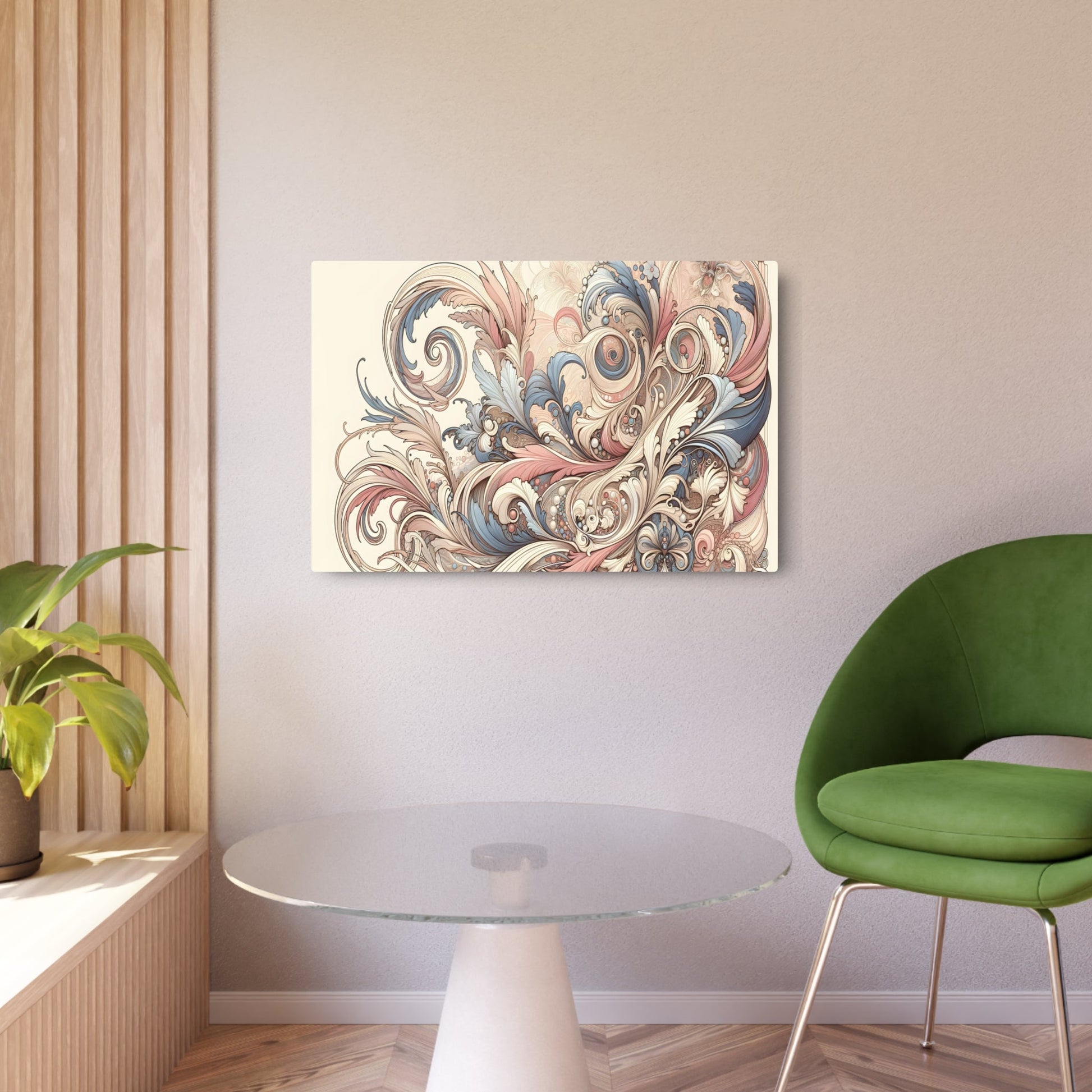 Metal Poster Art | "Art Nouveau Western Style Artwork - Intricate Curvilinear Design with Rich Pastel Colors, Romantic Dreamy Atmosphere - Late 19 - Metal Poster Art 36″ x 24″ (Horizontal) 0.12''