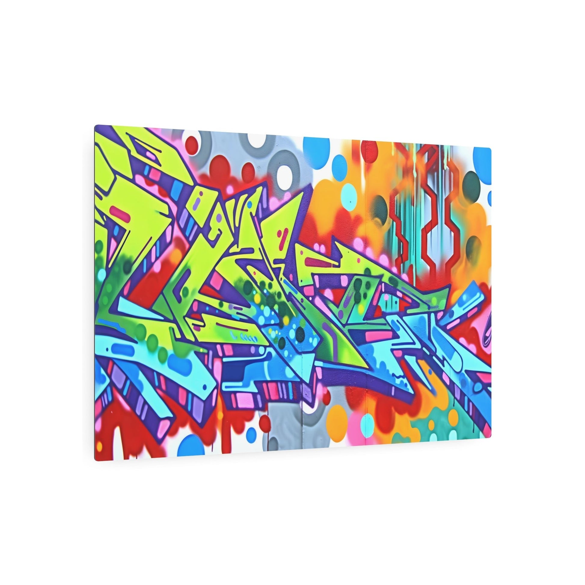 Metal Poster Art | "Vibrant Street Art Mural: Colorful Graffiti Displaying Local Culture - Modern & Contemporary Style" - Metal Poster Art 36″ x 24″ (Horizontal) 0.12''