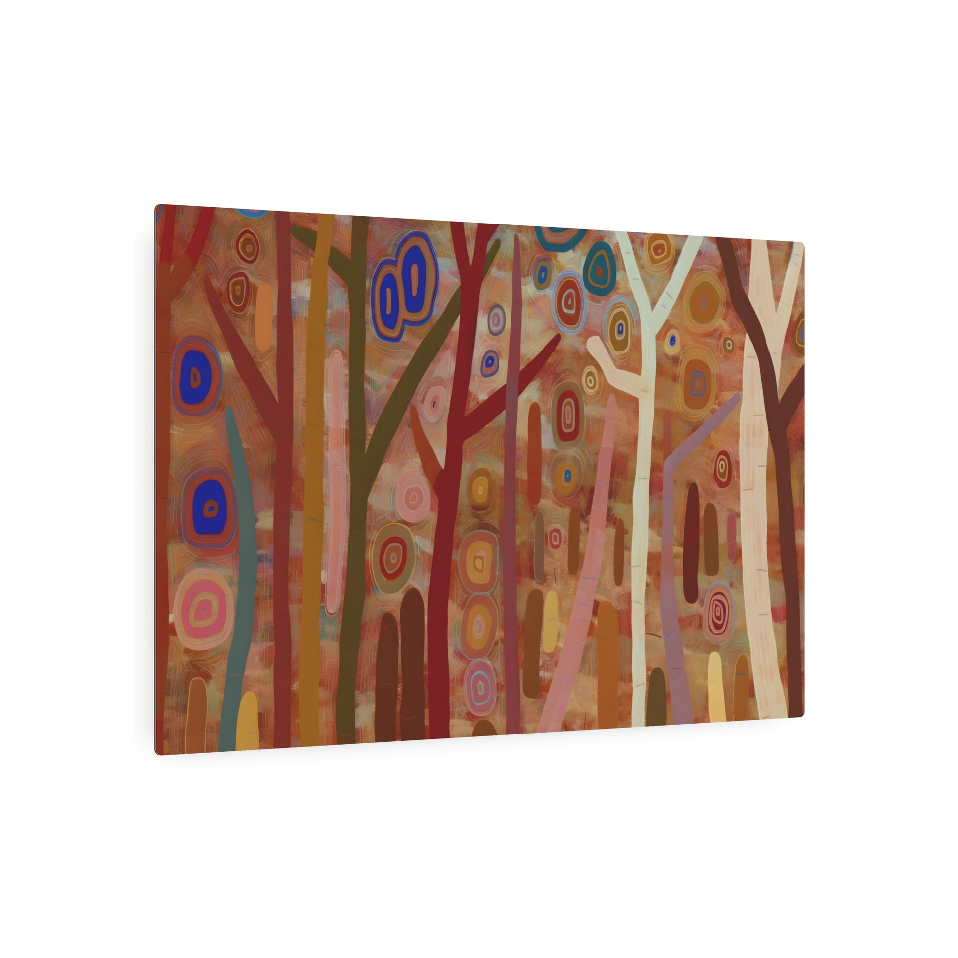 Metal Poster Art | "Australian Aboriginal Art Inspired Trees and Forests Artwork - Unique Non-Western Global Styles" - Metal Poster Art 36″ x 24″ (Horizontal) 0.12''