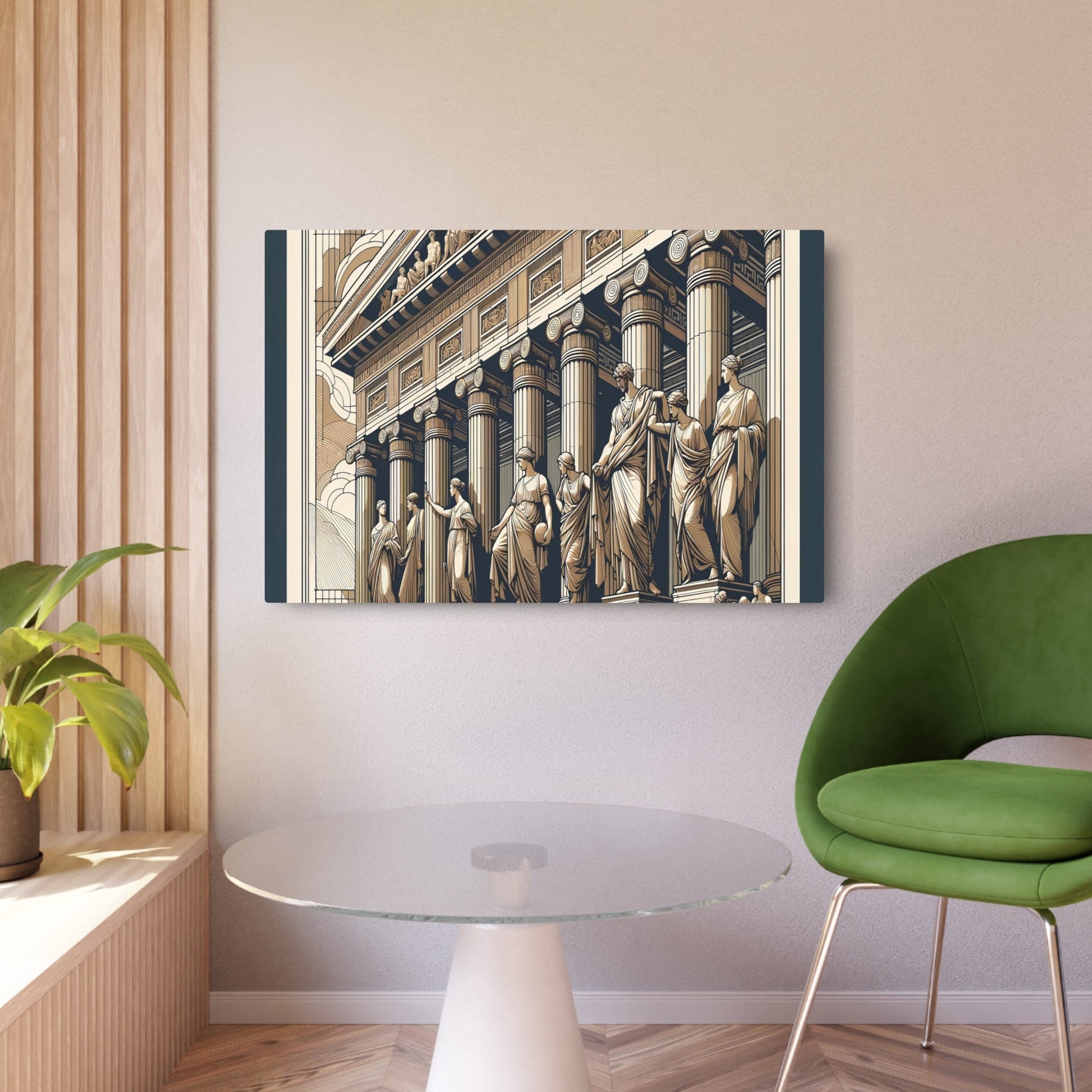 Metal Poster Art | "Neoclassical Art Style Image - Symmetrical, Simple & Grandeur - Classical History and Myth Inspired - Featuring Columns, Friezes & - Metal Poster Art 36″ x 24″ (Horizontal) 0.12''