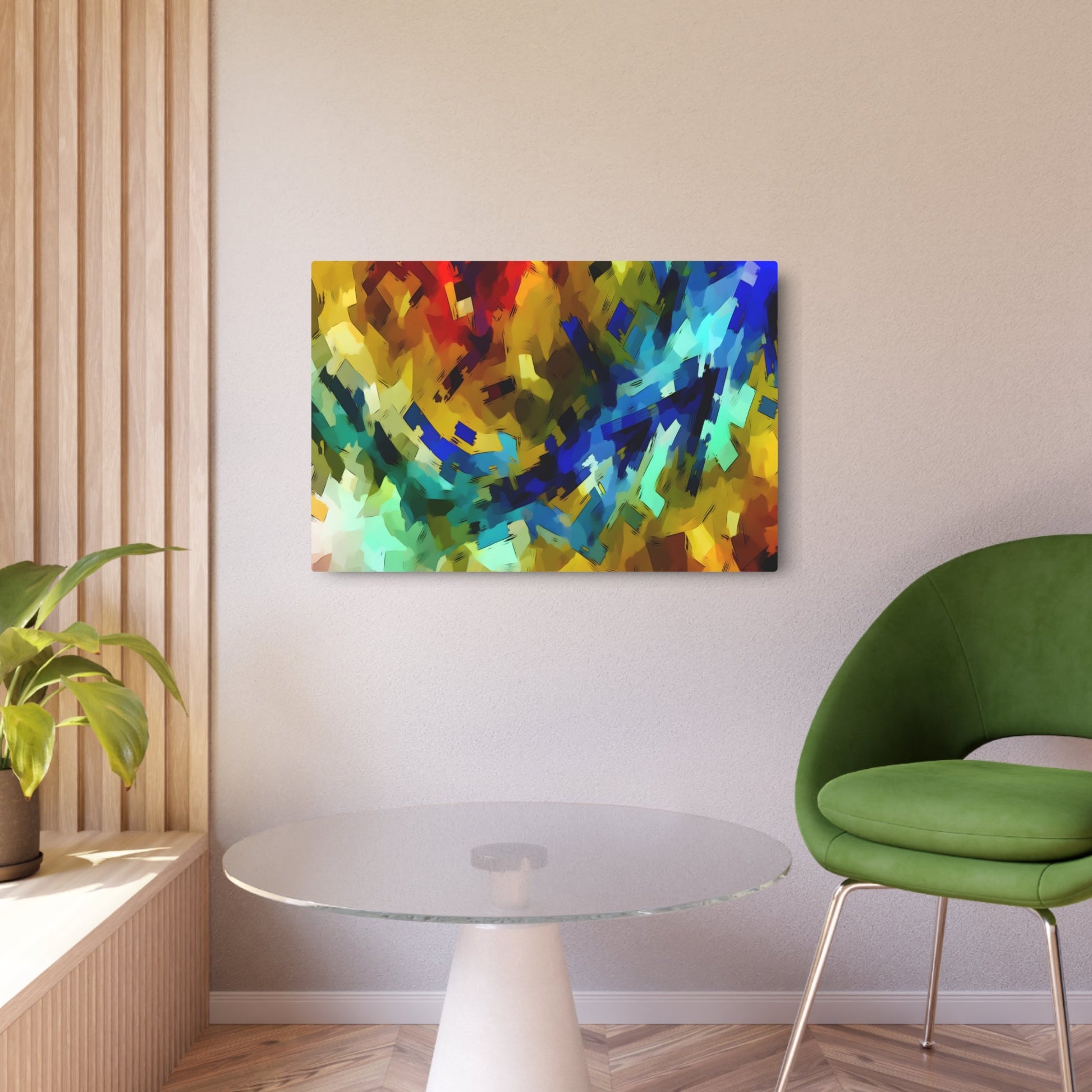 Metal Poster Art | "Vibrant Modern Abstract Expressionism Art - Emotional Intensity and Self-Expression Through Spontaneous Brushstrokes in Contemporary Styles" - Metal Poster Art 36″ x 24″ (Horizontal) 0.12''