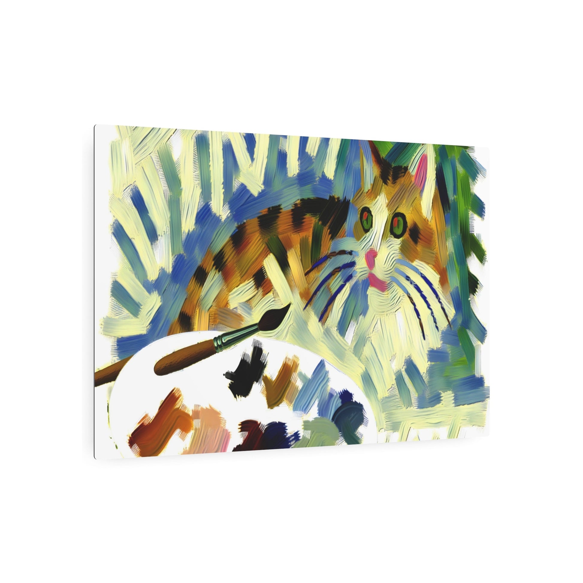 Metal Poster Art | "Impressionist Style Cat Artwork - Western Art Styles Impressionism" - Metal Poster Art 36″ x 24″ (Horizontal) 0.12''