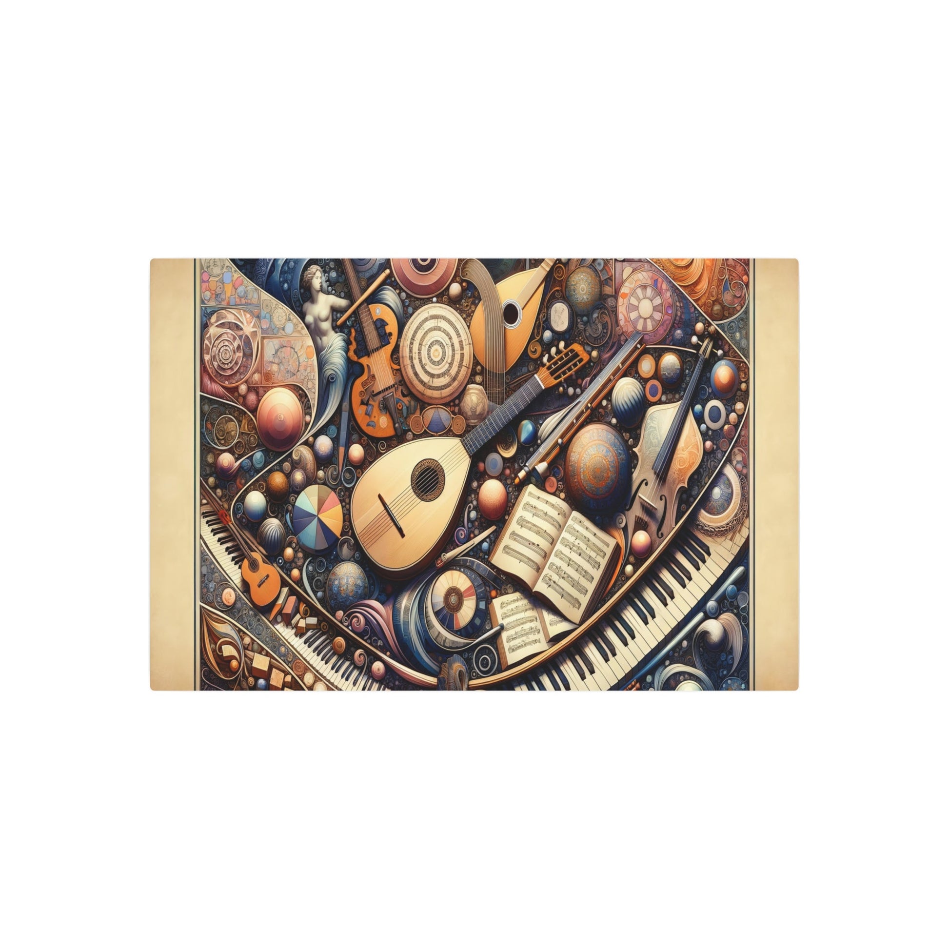 Metal Poster Art | "Renaissance Aesthetic Art Image Inspired by Fusion of Music and Art - Western Art Styles Renaissance Category" - Metal Poster Art 36″ x 24″ (Horizontal) 0.12''