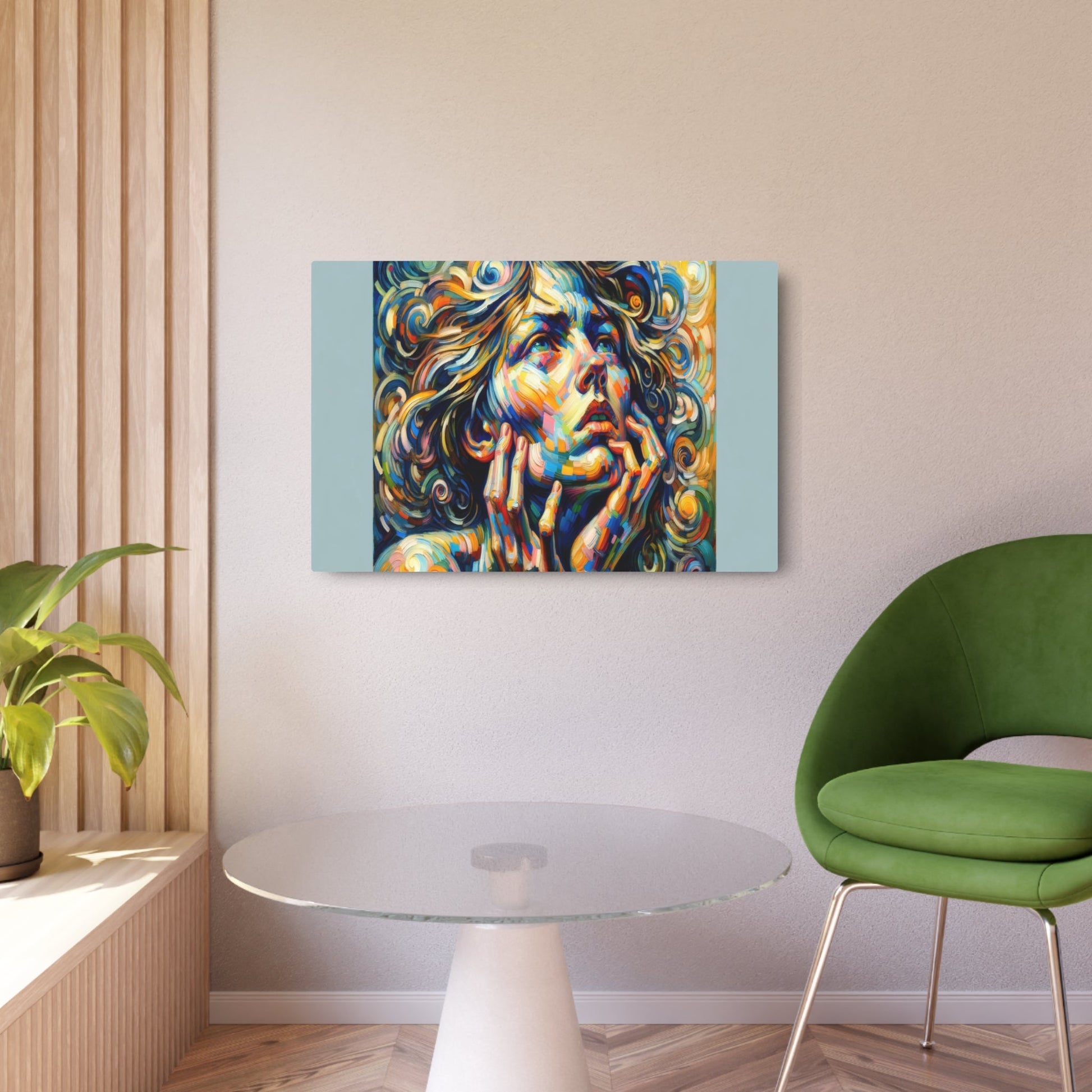 Metal Poster Art | "Expressionist Art Image Inspired by Edvard Munch and Wassily Kandinsky - Western Art Styles, Expressionism Category" - Metal Poster Art 36″ x 24″ (Horizontal) 0.12''