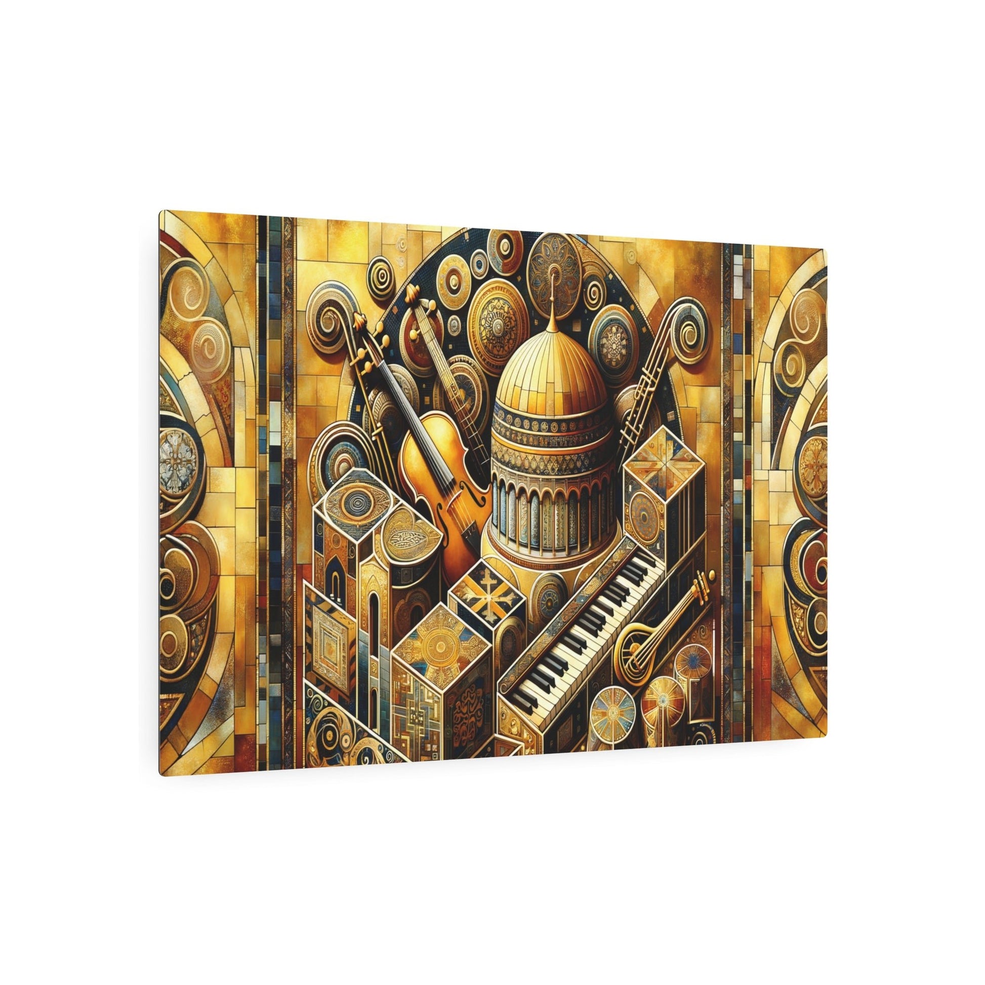 Metal Poster Art | "Byzantine Art Style Image Blending Music & Art Themes - Non Western Global Styles Category" - Metal Poster Art 36″ x 24″ (Horizontal) 0.12''