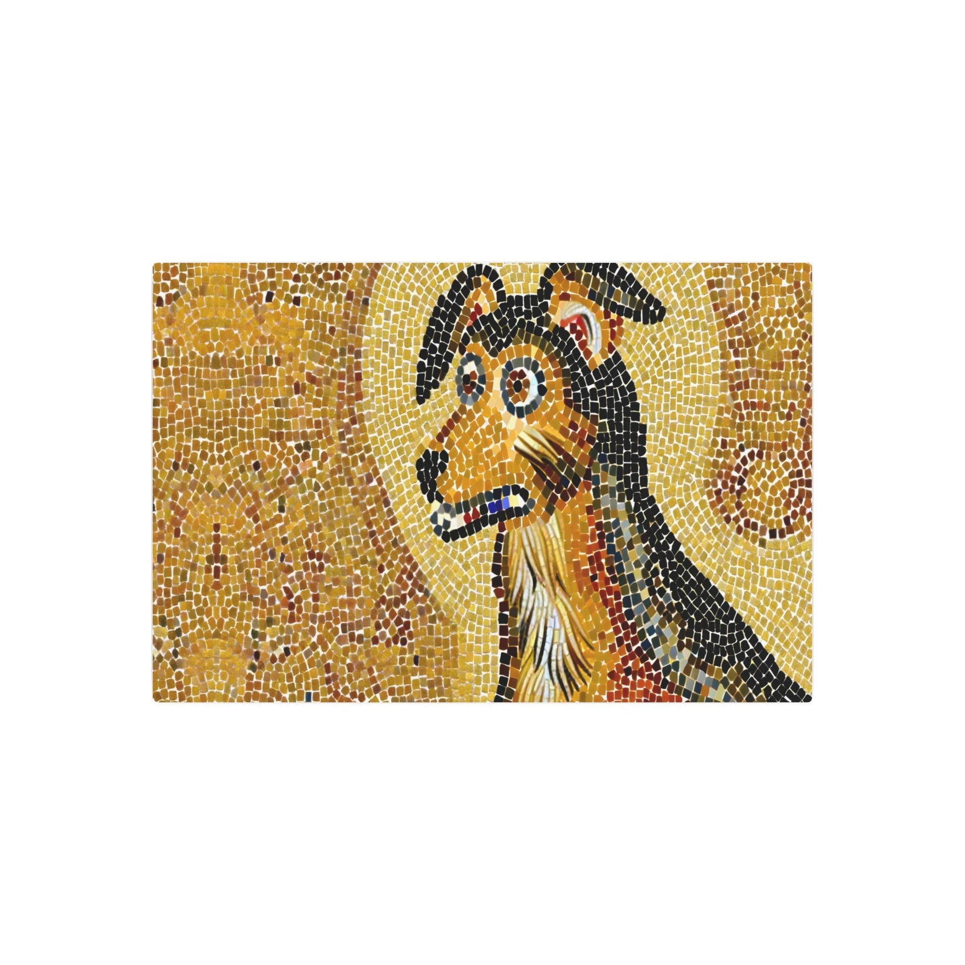 Metal Poster Art | "Byzantine Art Style Dog Image with Detailed Mosaics and Gold Backgrounds - Unique Non-Western & Global Styles Artwork" - Metal Poster Art 36″ x 24″ (Horizontal) 0.12''