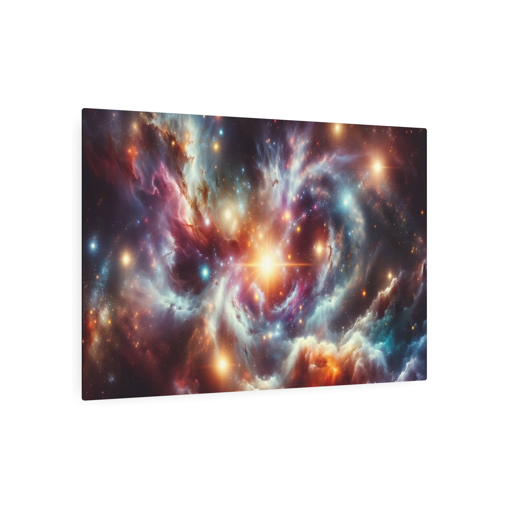 Metal Poster Art | "Vibrant Galaxy Scene Digital Artwork: Modern & Contemporary Style, Featuring Sparkling Stars, Gradient Nebula & Spiraling Galaxies" - Metal Poster Art 36″ x 24″ (Horizontal) 0.12''