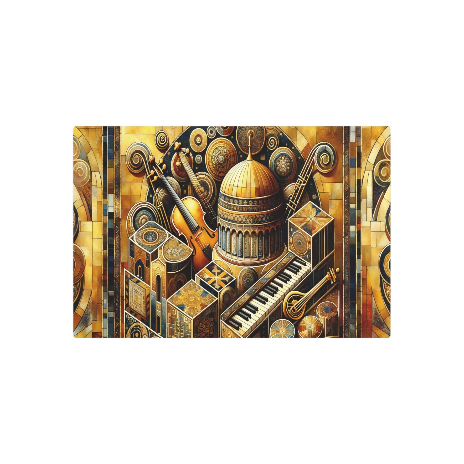 Metal Poster Art | "Byzantine Art Style Image Blending Music & Art Themes - Non Western Global Styles Category" - Metal Poster Art 36″ x 24″ (Horizontal) 0.12''