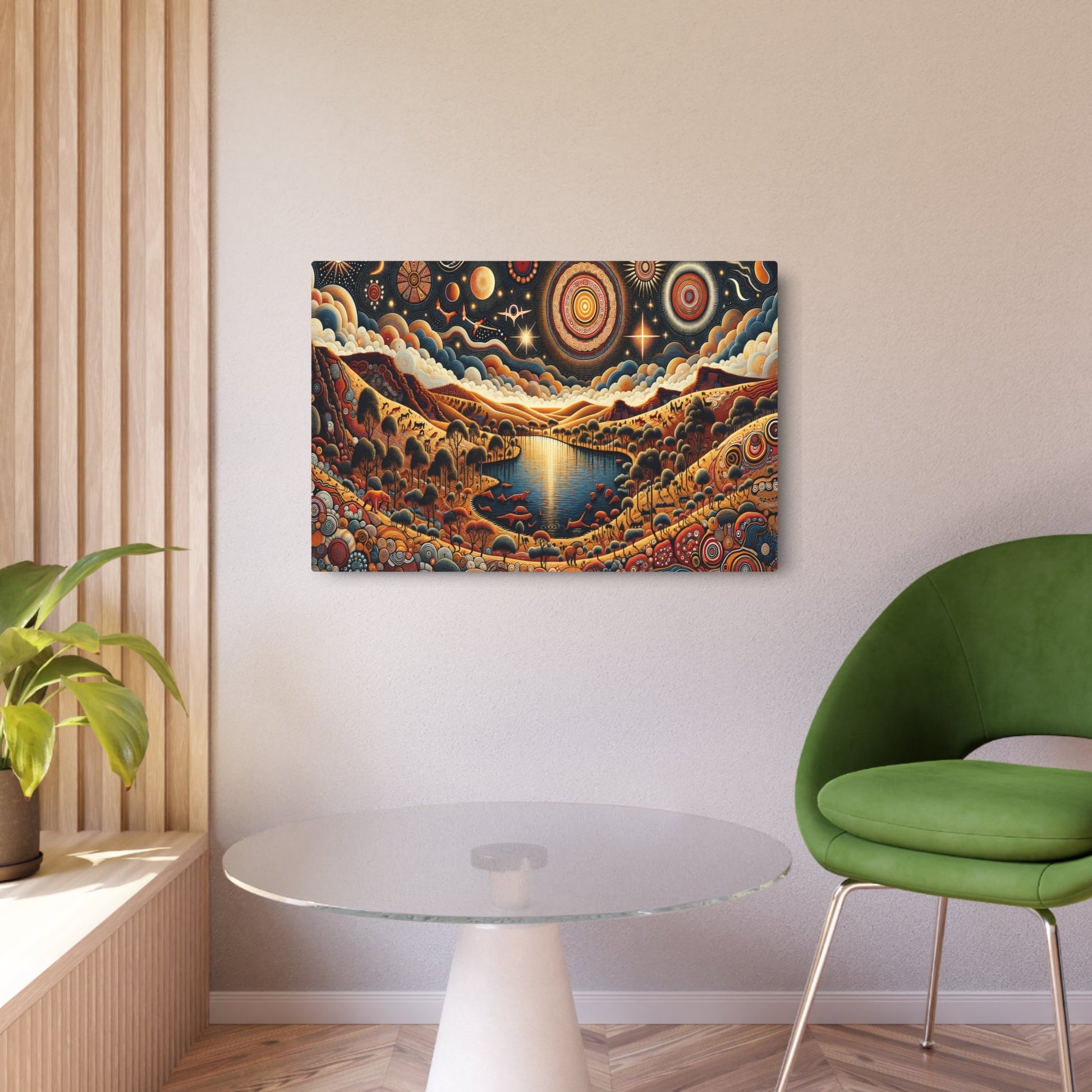 Metal Poster Art | "Australian Aboriginal Art: Traditional Patterns, Symbols & Colors - Non - Western Global Styles" - Metal Poster Art 36″ x 24″ (Horizontal) 0.12''