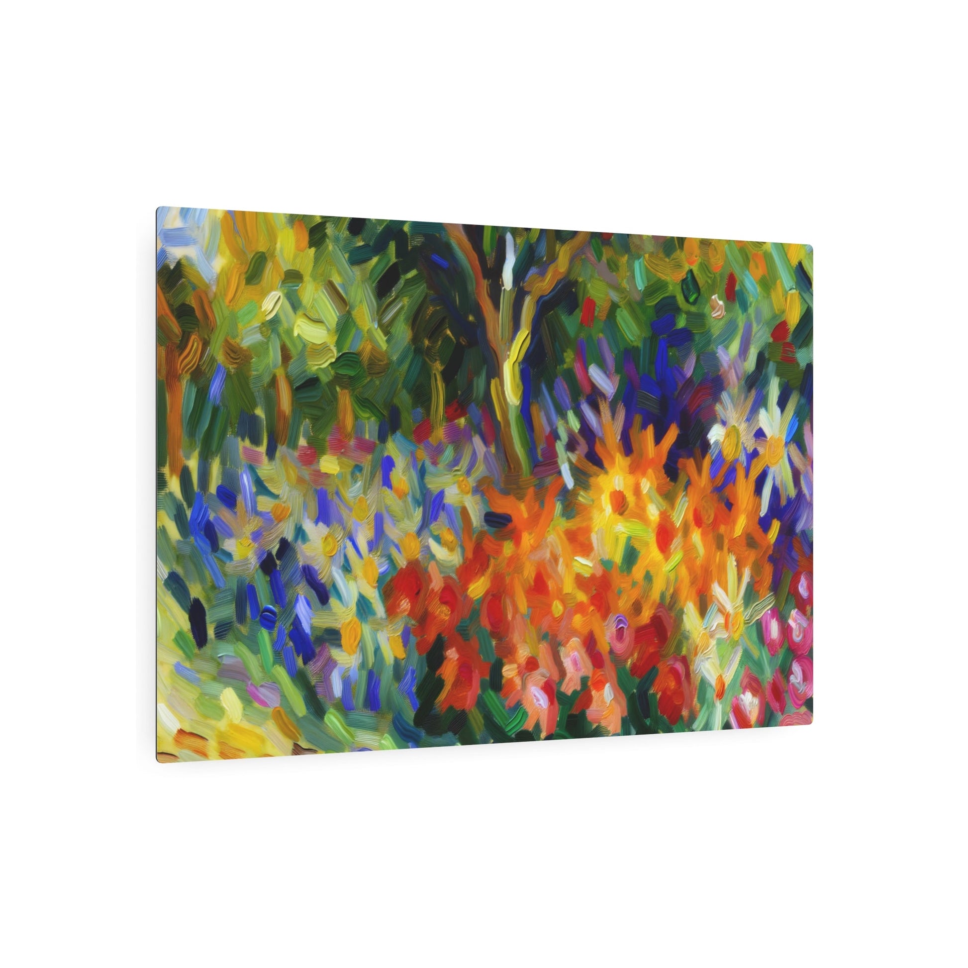 Metal Poster Art | "Expressionistic Western Art Styles: Dramatic, Color-Intensified Garden Flowers - Vivid & Emotional Masterpiece" - Metal Poster Art 36″ x 24″ (Horizontal) 0.12''