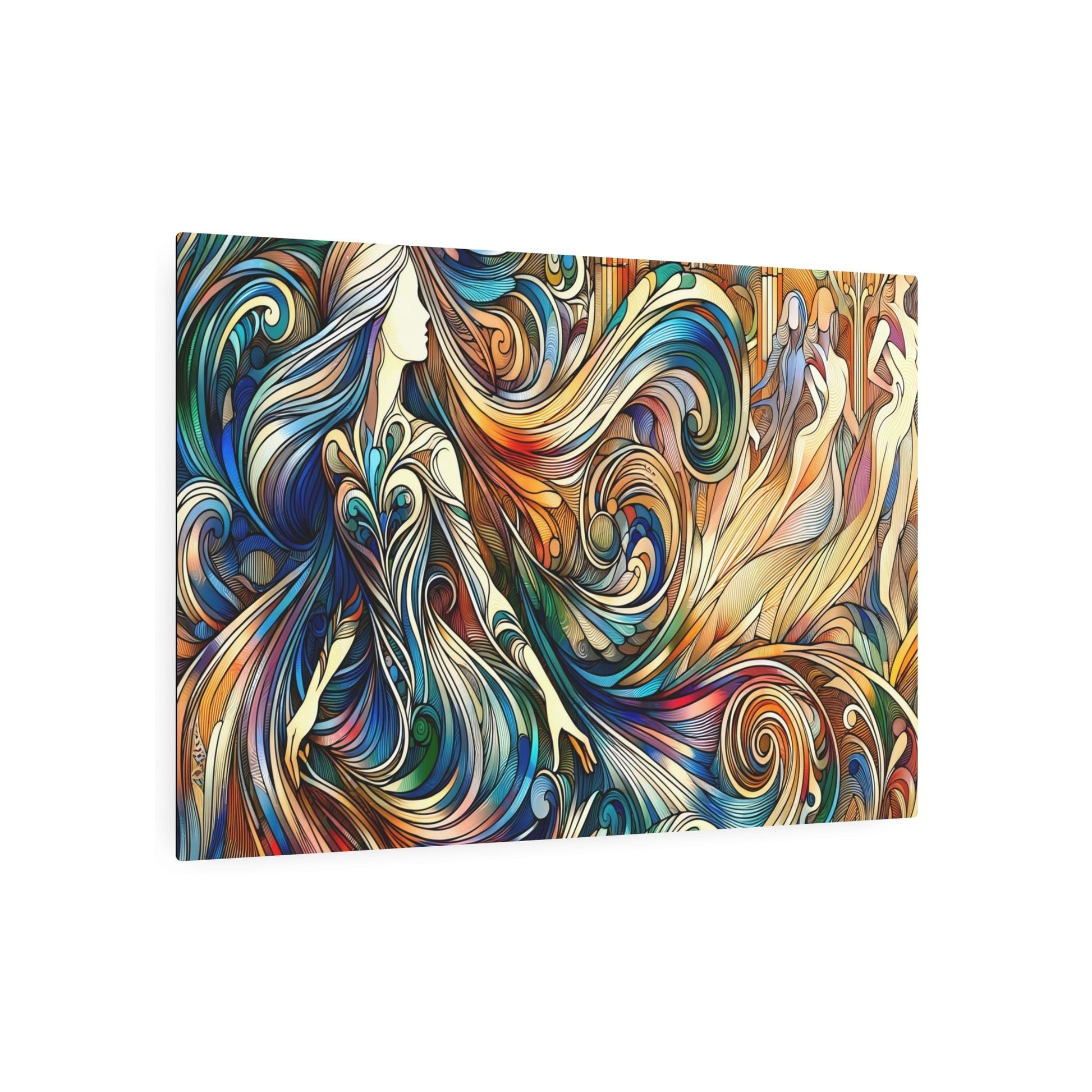 Metal Poster Art | "Art Nouveau Western Style Artwork: Intricate Patterns & Natural Elements with Elegant Figures, Flowing Lines, Vivid Colors" - Metal Poster Art 36″ x 24″ (Horizontal) 0.12''