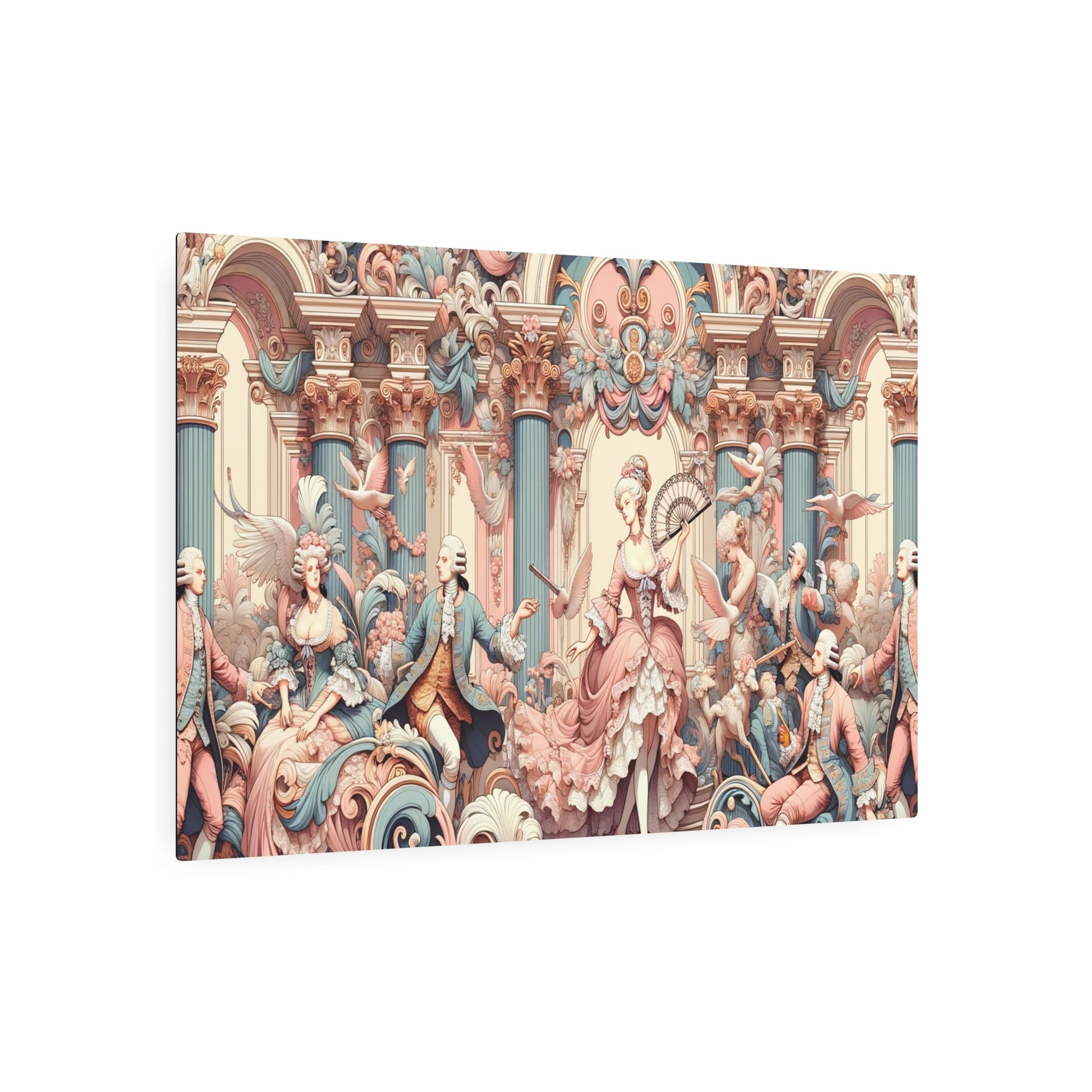 Metal Poster Art | "Elegant Rococo Style Western Art - 18th Century Aristocratic Themes in Pastel Colors with Ornate Details" - Metal Poster Art 36″ x 24″ (Horizontal) 0.12''