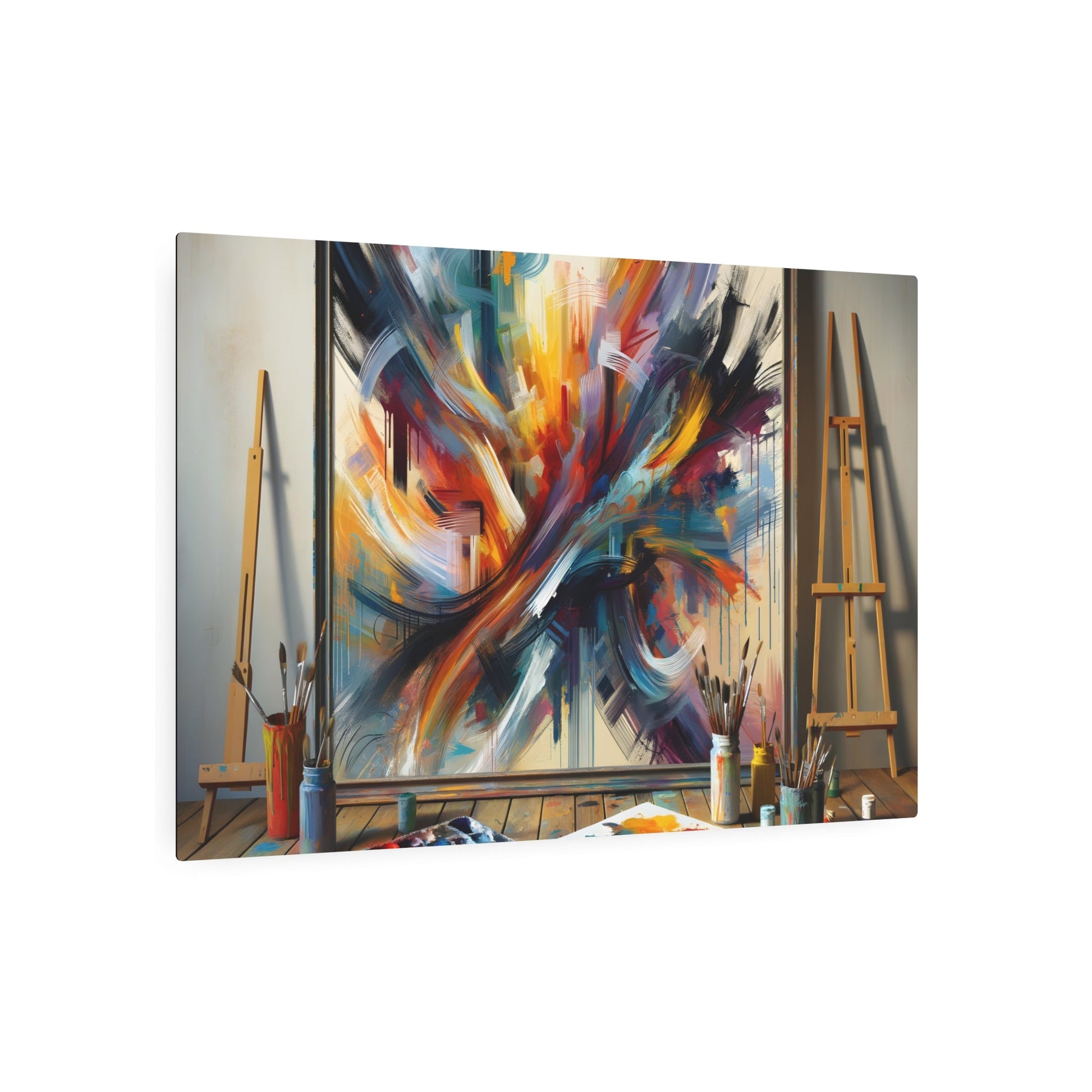 Metal Poster Art | "Modern Abstract Expressionism Art - Spontaneous, Dramatic & Energetic Features with Vast Brush Strokes in Vibrant Colors - Contemporary - Metal Poster Art 36″ x 24″ (Horizontal) 0.12''