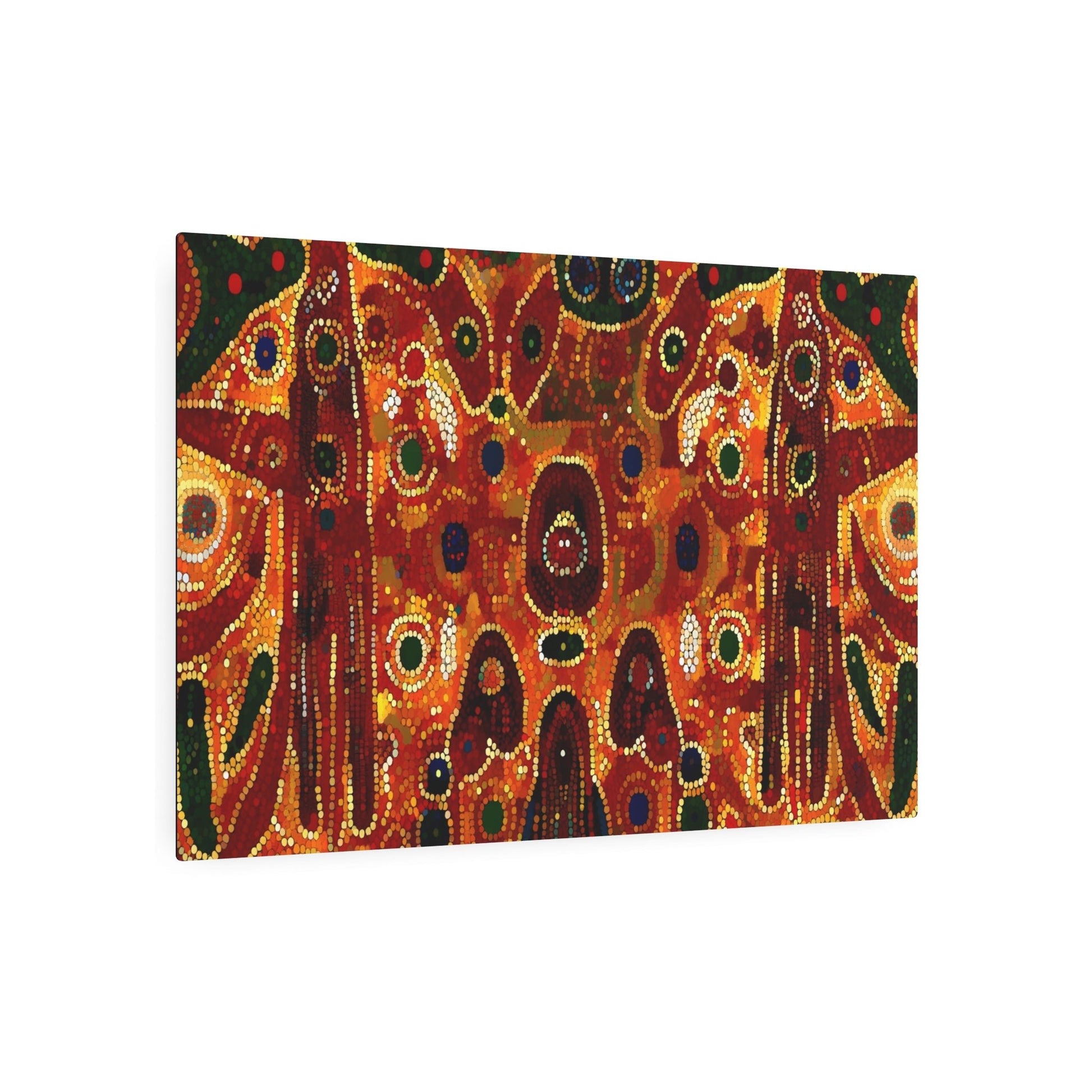 Metal Poster Art | "Vibrant & Detailed Australian Aboriginal Art Image - Intricate Dot Patterns, Native Wildlife & Landscapes in Bold Earth Tones - Reflecting - Metal Poster Art 36″ x 24″ (Horizontal) 0.12''