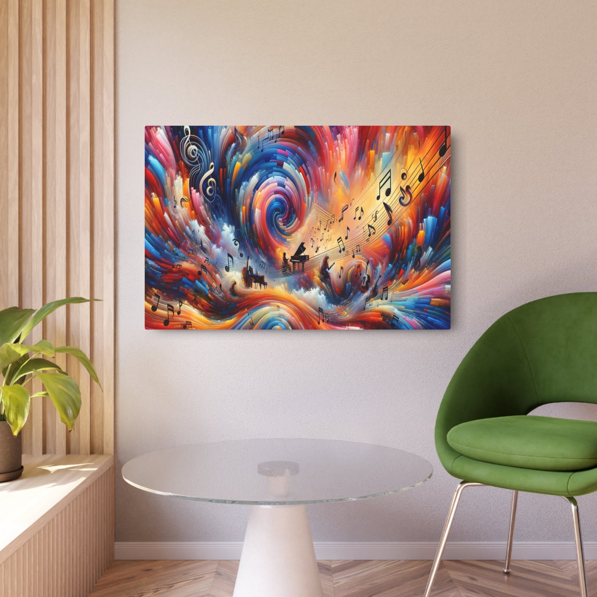 Metal Poster Art | "Expressionism Style Western Art Painting: Harmonious Fusion of Music and Art Elements" - Metal Poster Art 36″ x 24″ (Horizontal) 0.12''