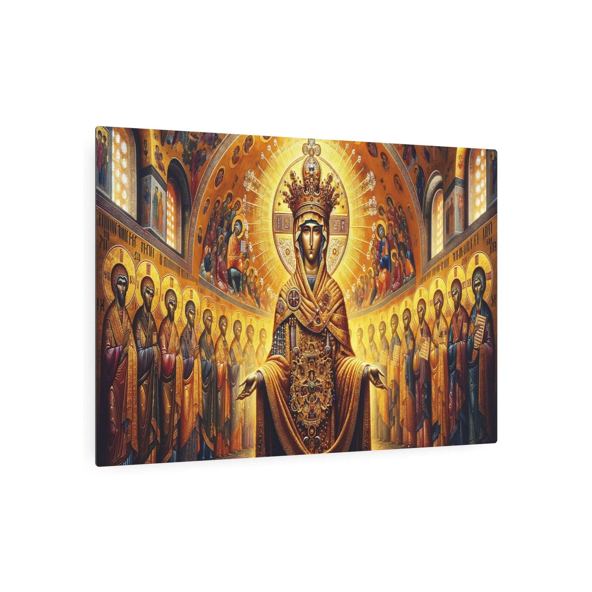 Metal Poster Art | "Byzantine Art Print: Intricate Symbolic Imagery with Gold Backgrounds and Delicate Details - Non - Western & Global Styles" - Metal Poster Art 36″ x 24″ (Horizontal) 0.12''