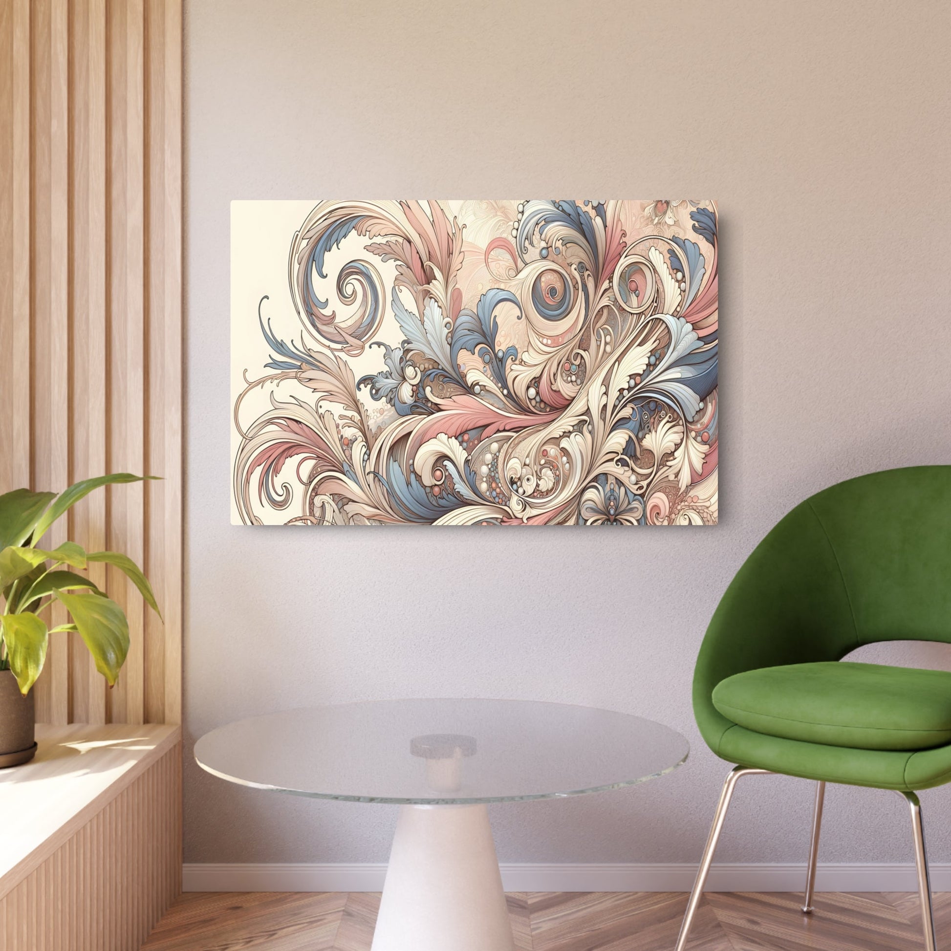 Metal Poster Art | "Art Nouveau Western Style Artwork - Intricate Curvilinear Design with Rich Pastel Colors, Romantic Dreamy Atmosphere - Late 19 - Metal Poster Art 36″ x 24″ (Horizontal) 0.12''