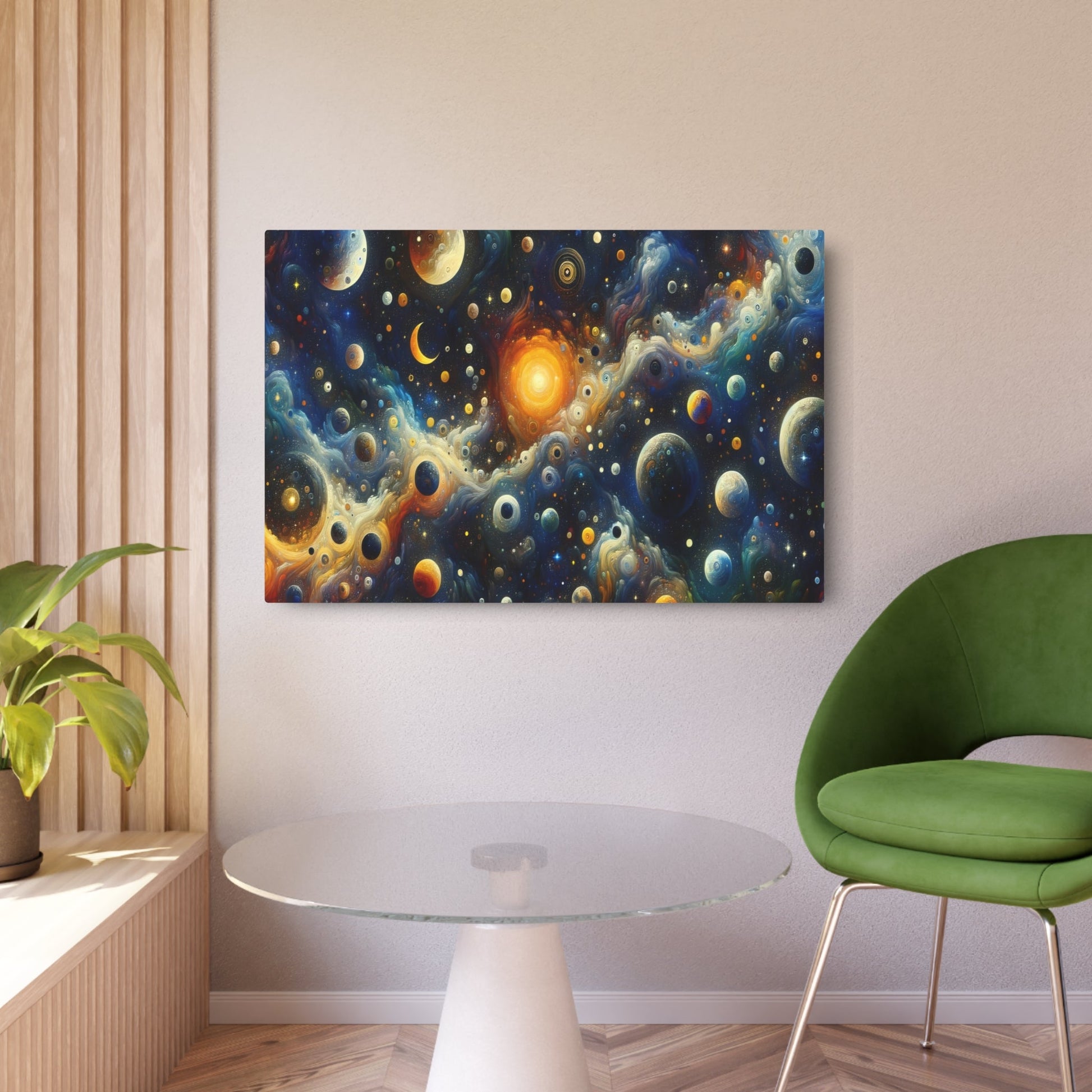 Metal Poster Art | "Expressionism Style Celestial Bodies Artwork - Stars, Moons, Planets & Galaxies in Western Art Styles" - Metal Poster Art 36″ x 24″ (Horizontal) 0.12''